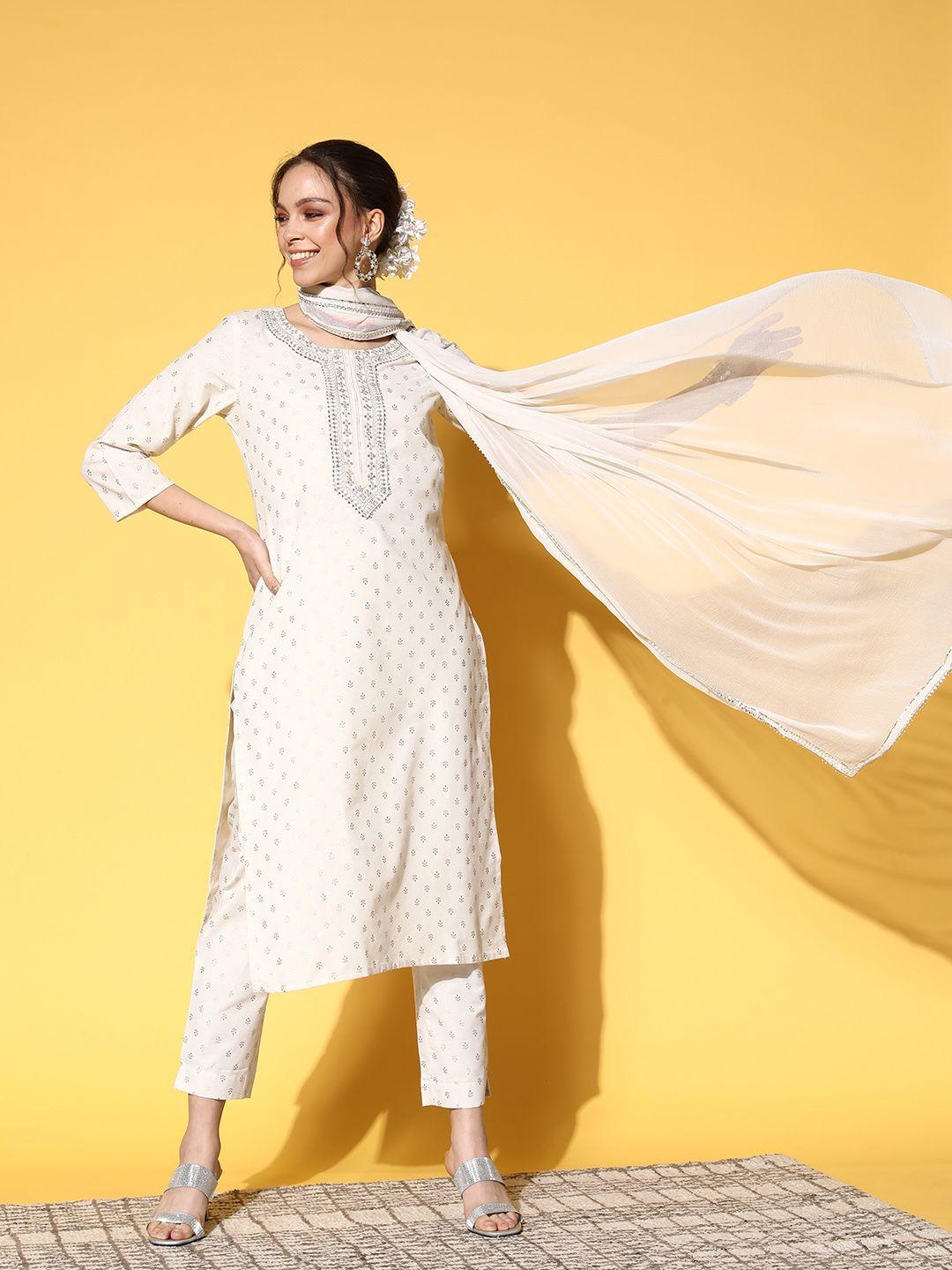 ishin-women-off-white-floral-yoke-design-sequinned-kurta-with-trousers-&-with-dupatta