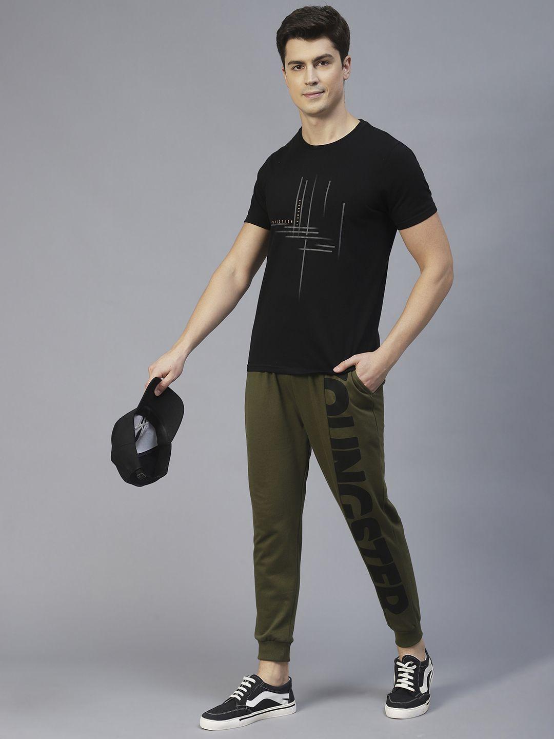 rigo-army-men-olive-green-cotton-one-side-printed-sports-jogger