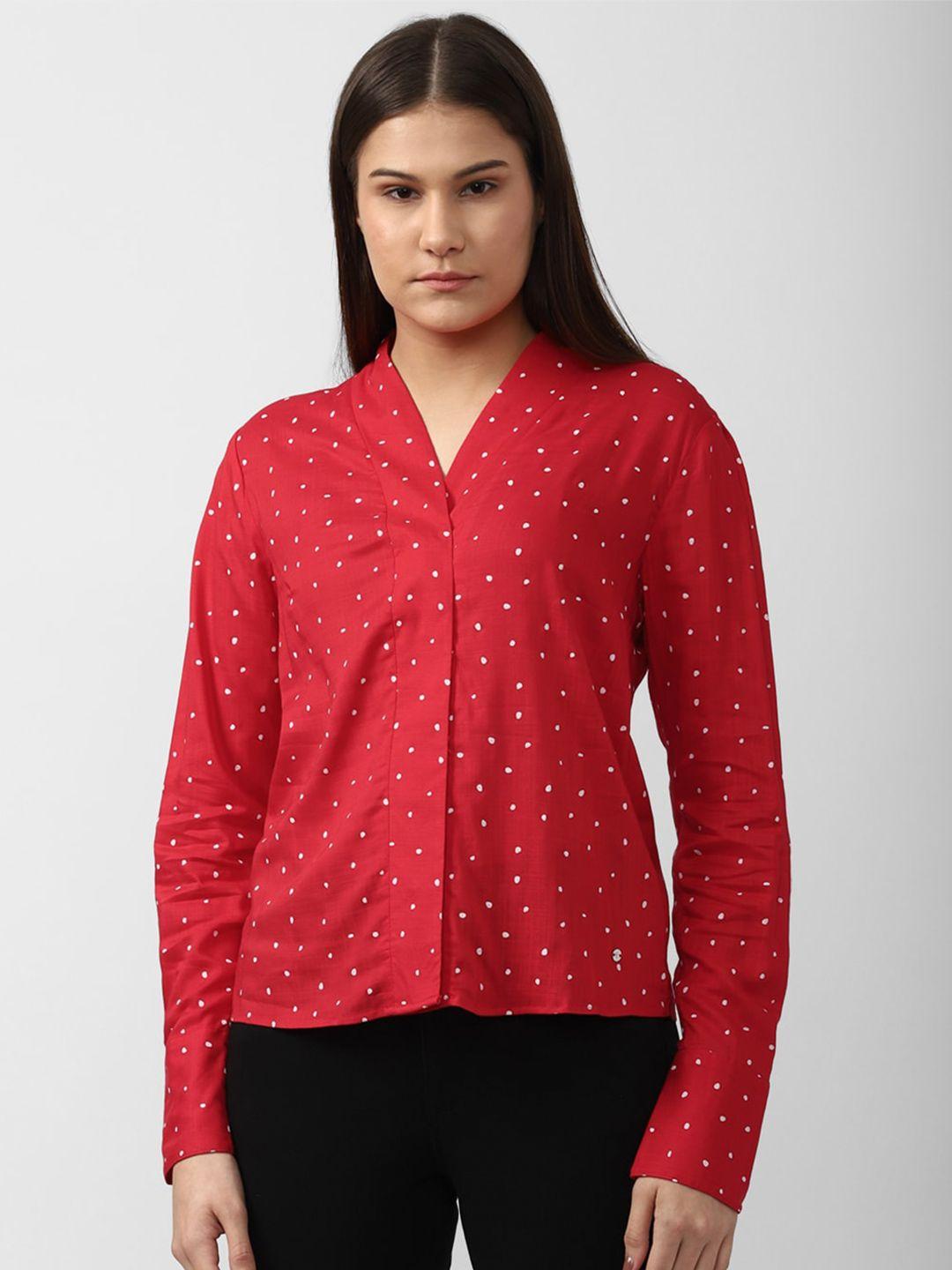 van-heusen-woman-red-&-white-print-shirt-style-top