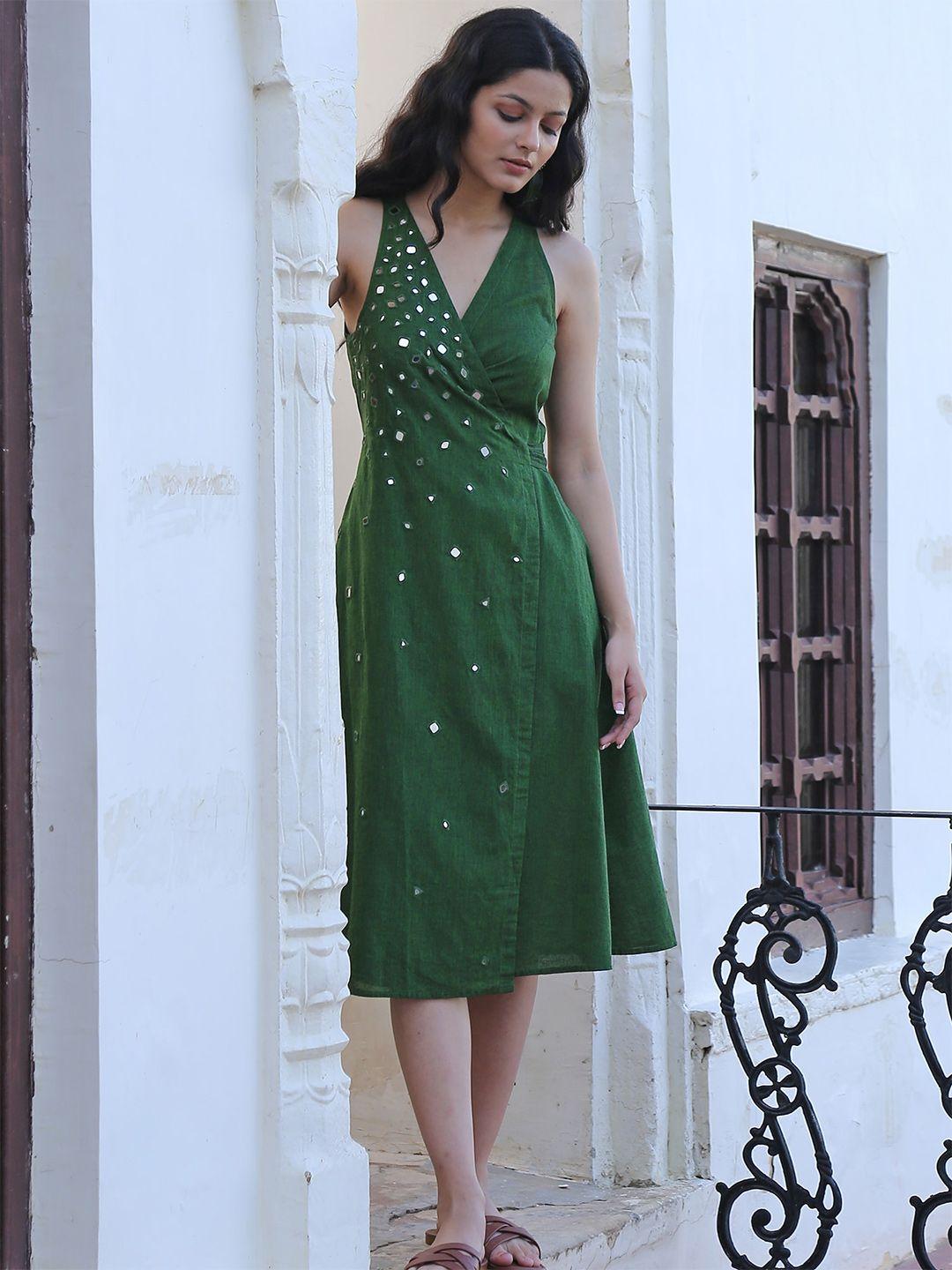 okhai-green-embellished-ethnic-midi-dress