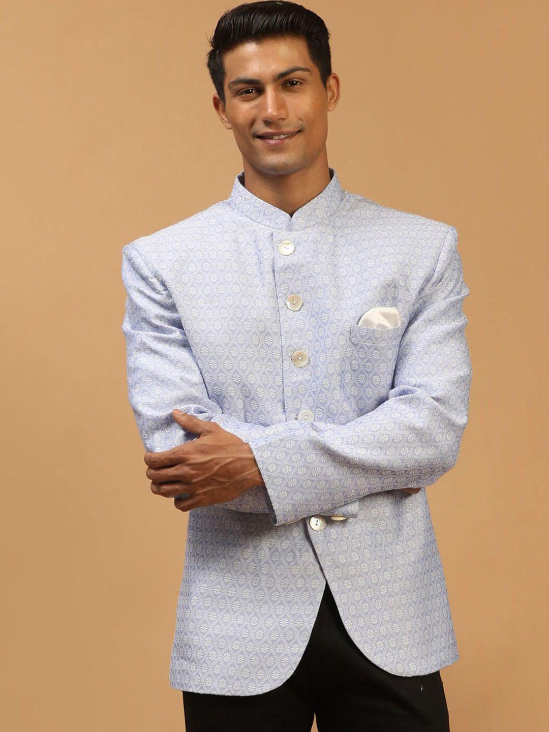 vastramay-men-lavender-woven-self-design-bandhgala-blazer