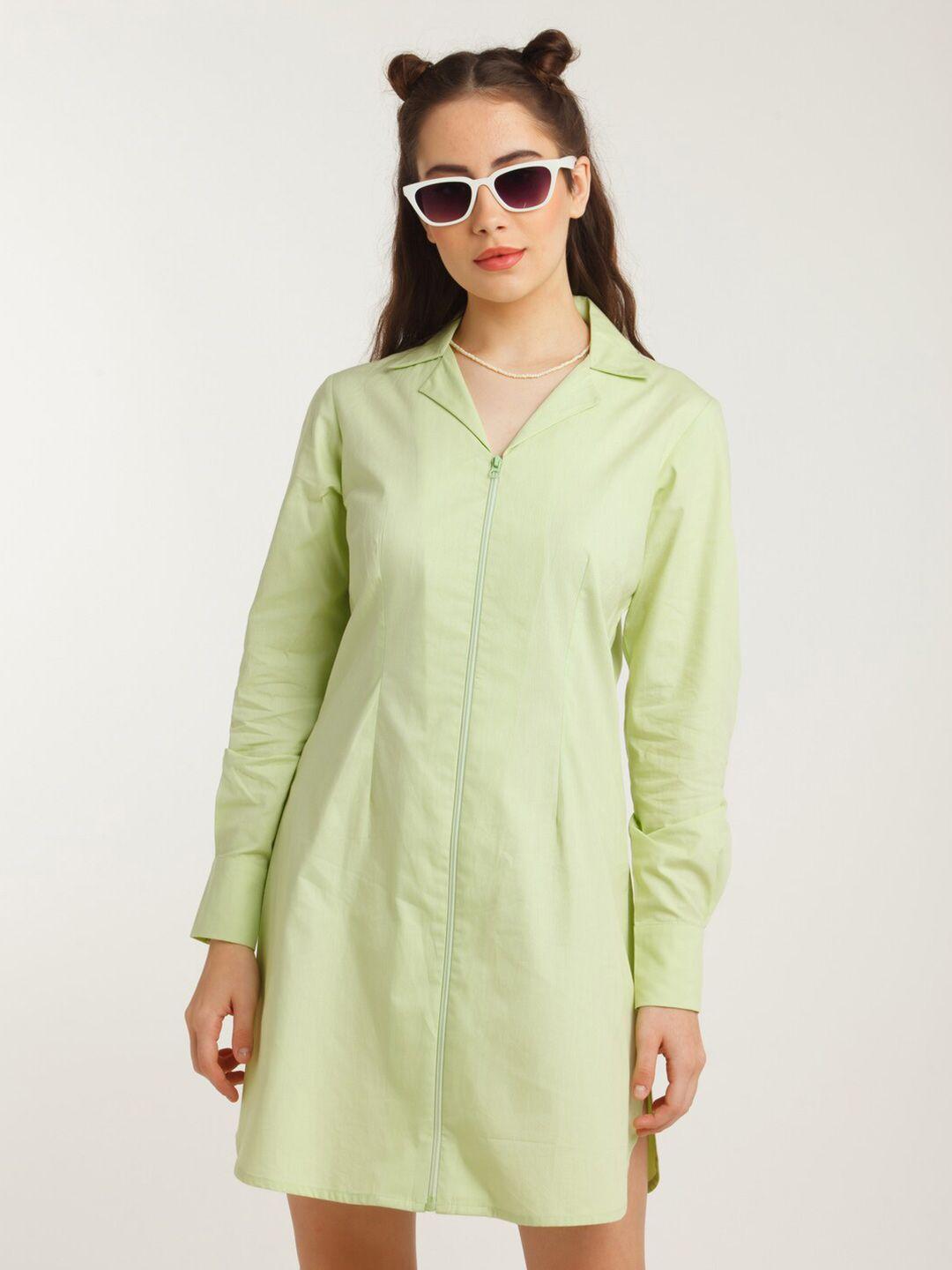 zink-z-green-cotton-shirt-dress