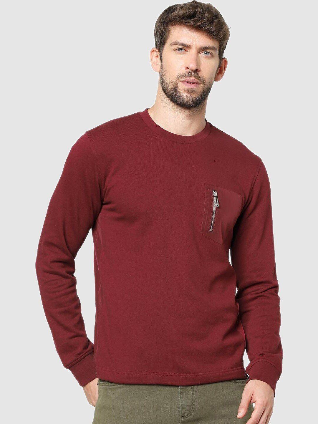 celio-men-maroon-cotton-sweatshirt