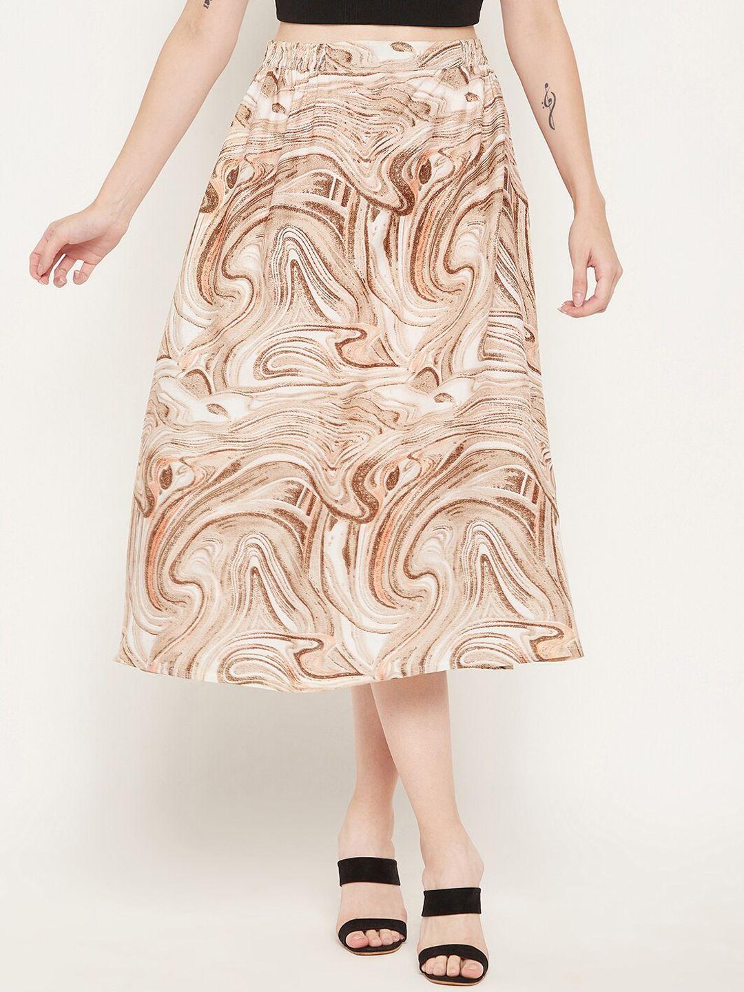 bitterlime-brown-printed-a-line-midi-skirt