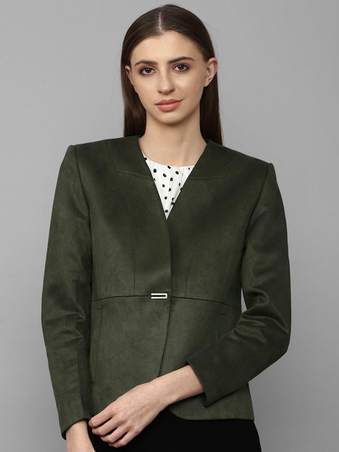 allen-solly-woman-women-olive-green-pure-cotton-front-open-blazer