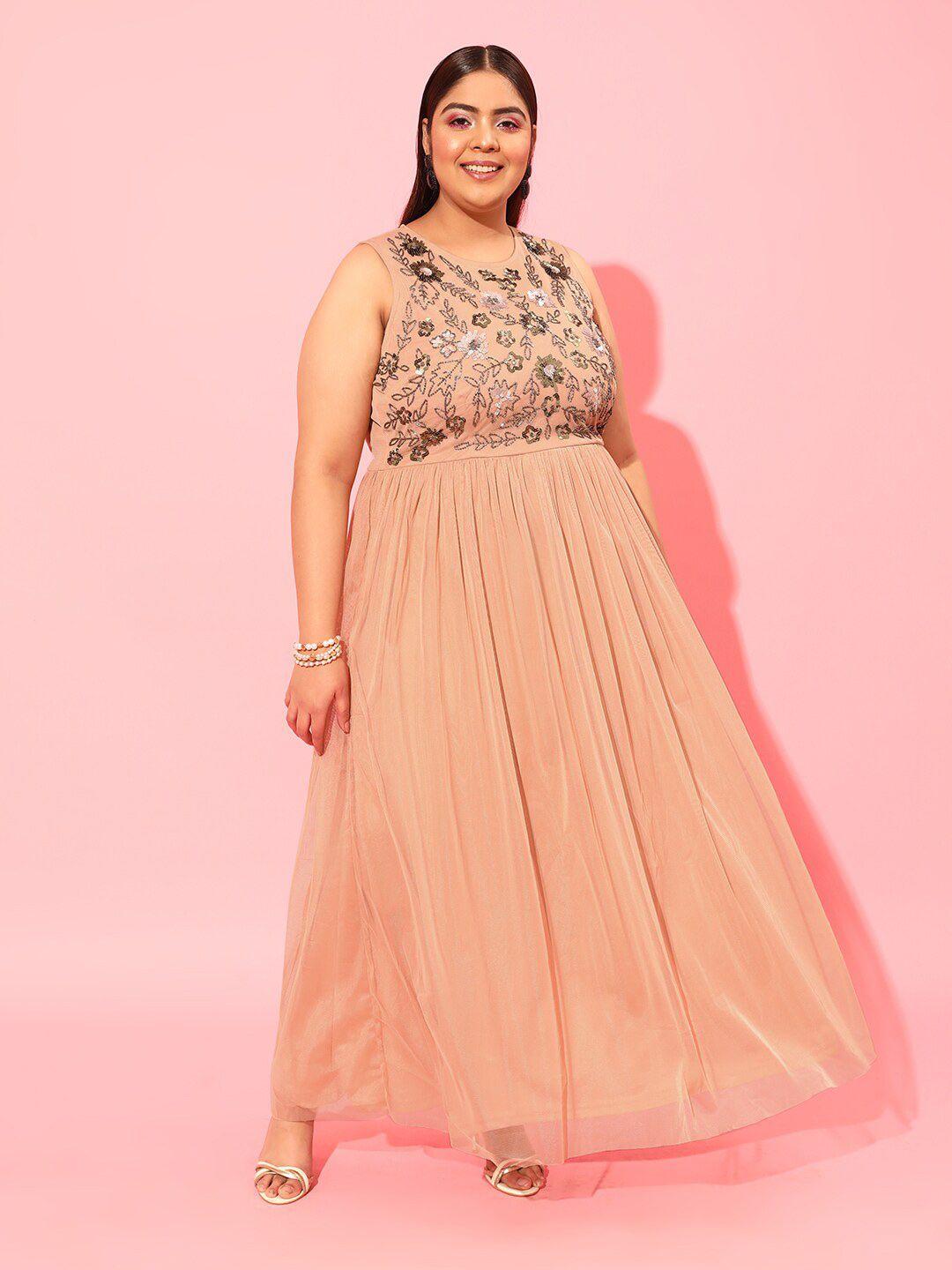 curvy-street-peach-plus-size-embellished-net-a-line-midi-dress