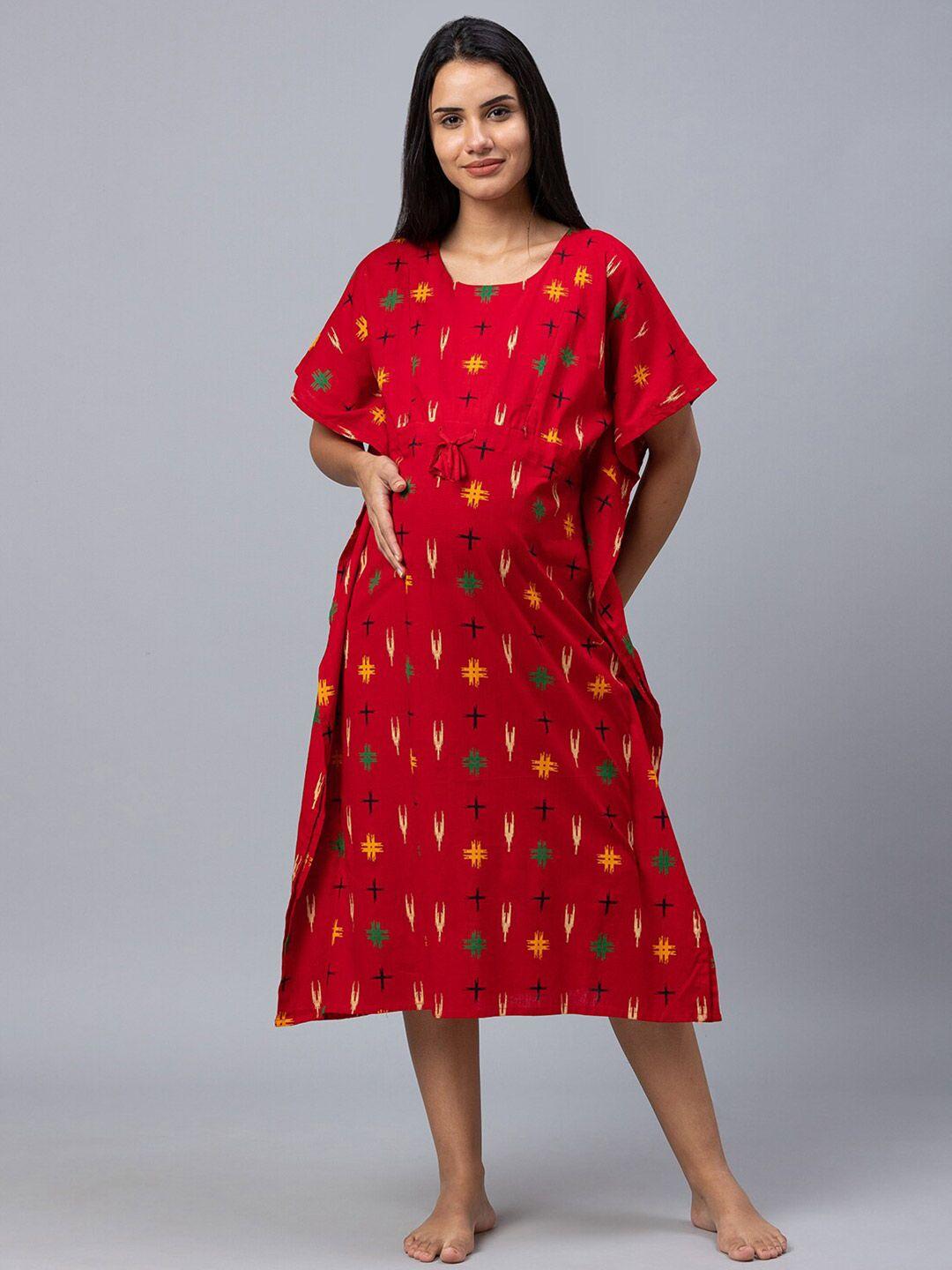 av2-women-red-printed-cotton-maternity-nightdress