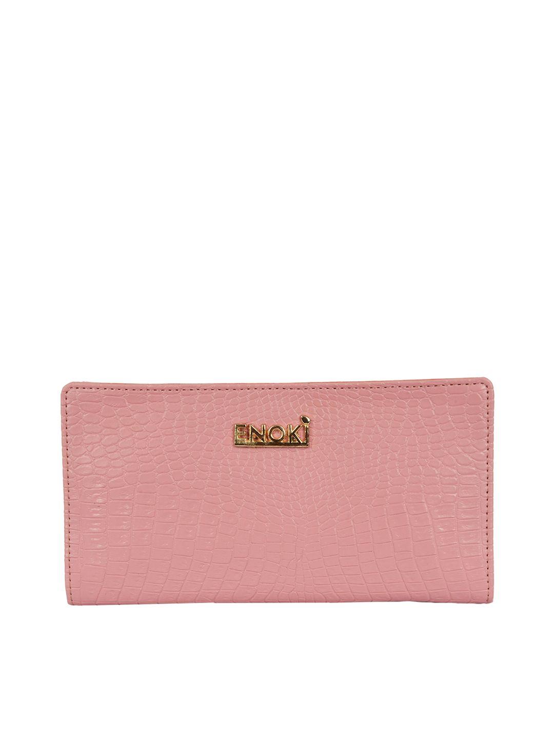 enoki-women-pink-&-gold-toned-two-fold-wallet