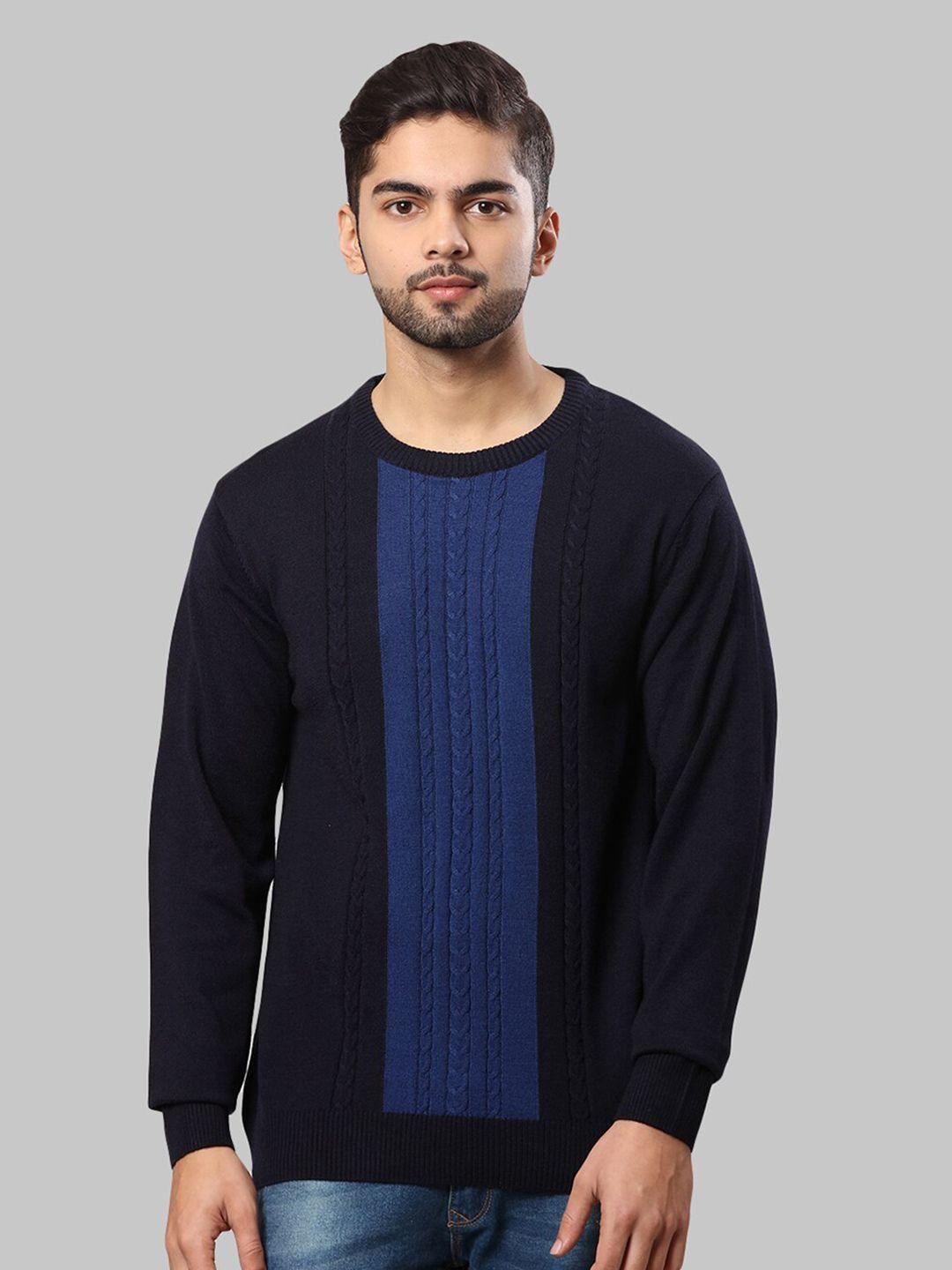 raymond-men-navy-blue-&-blue-cable-knit-pullover-sweater