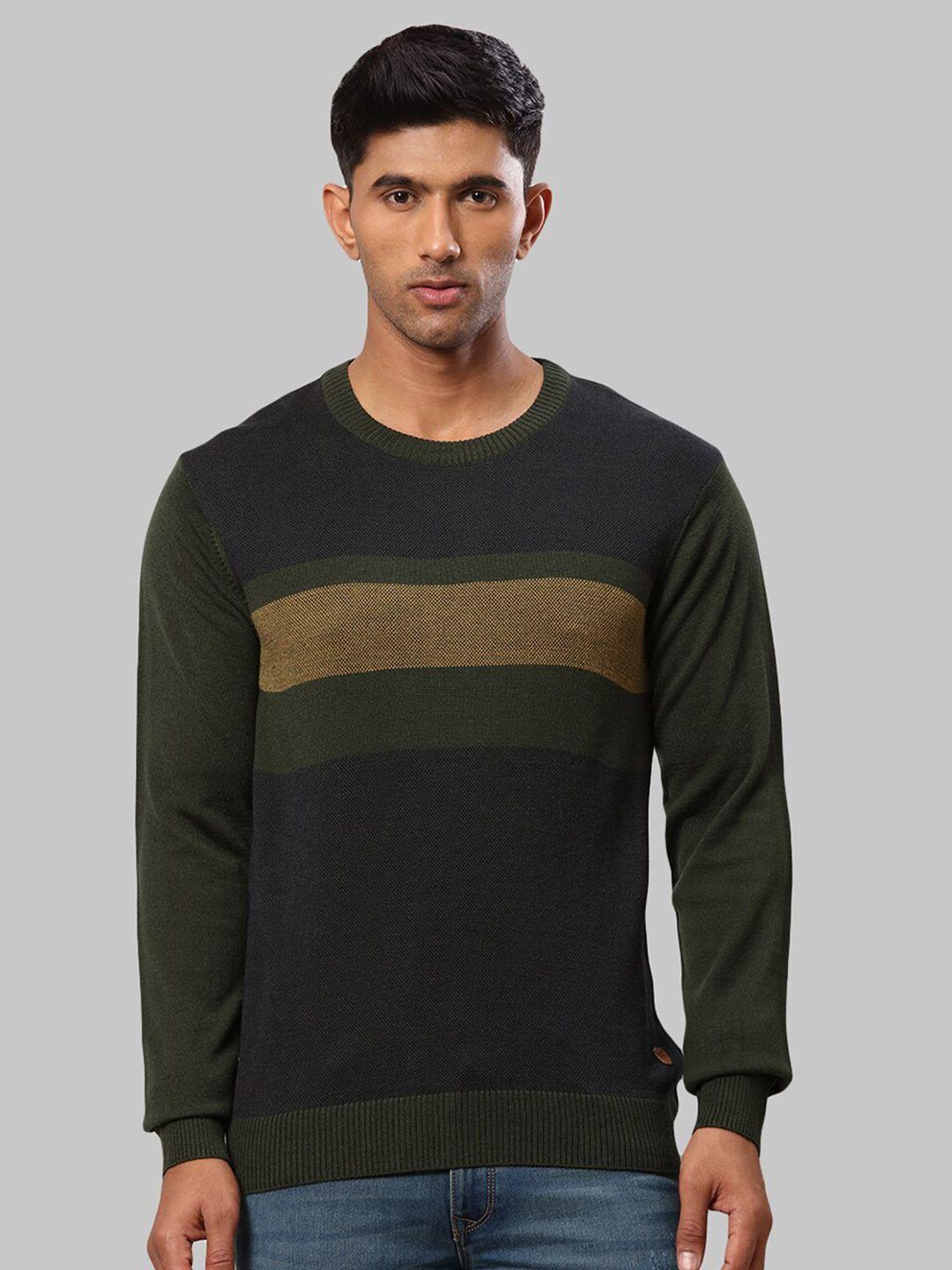 raymond-men-black-&-green-colourblocked-pullover-sweater