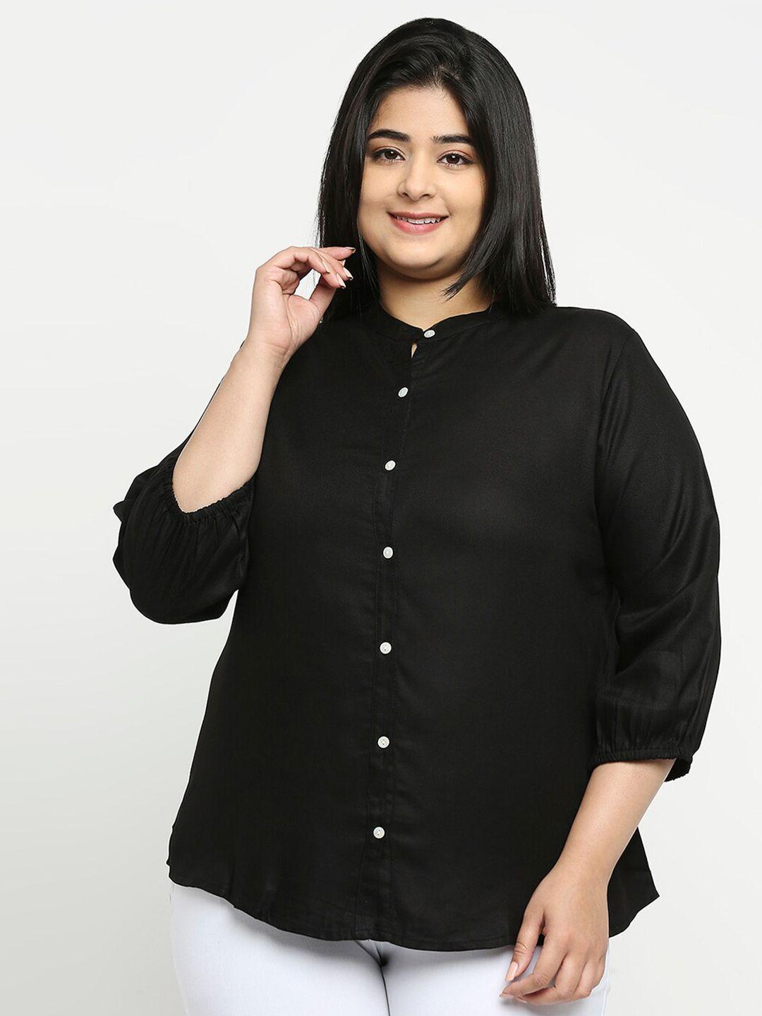 style-quotient-women-black-mandarin-collar-casual-shirt
