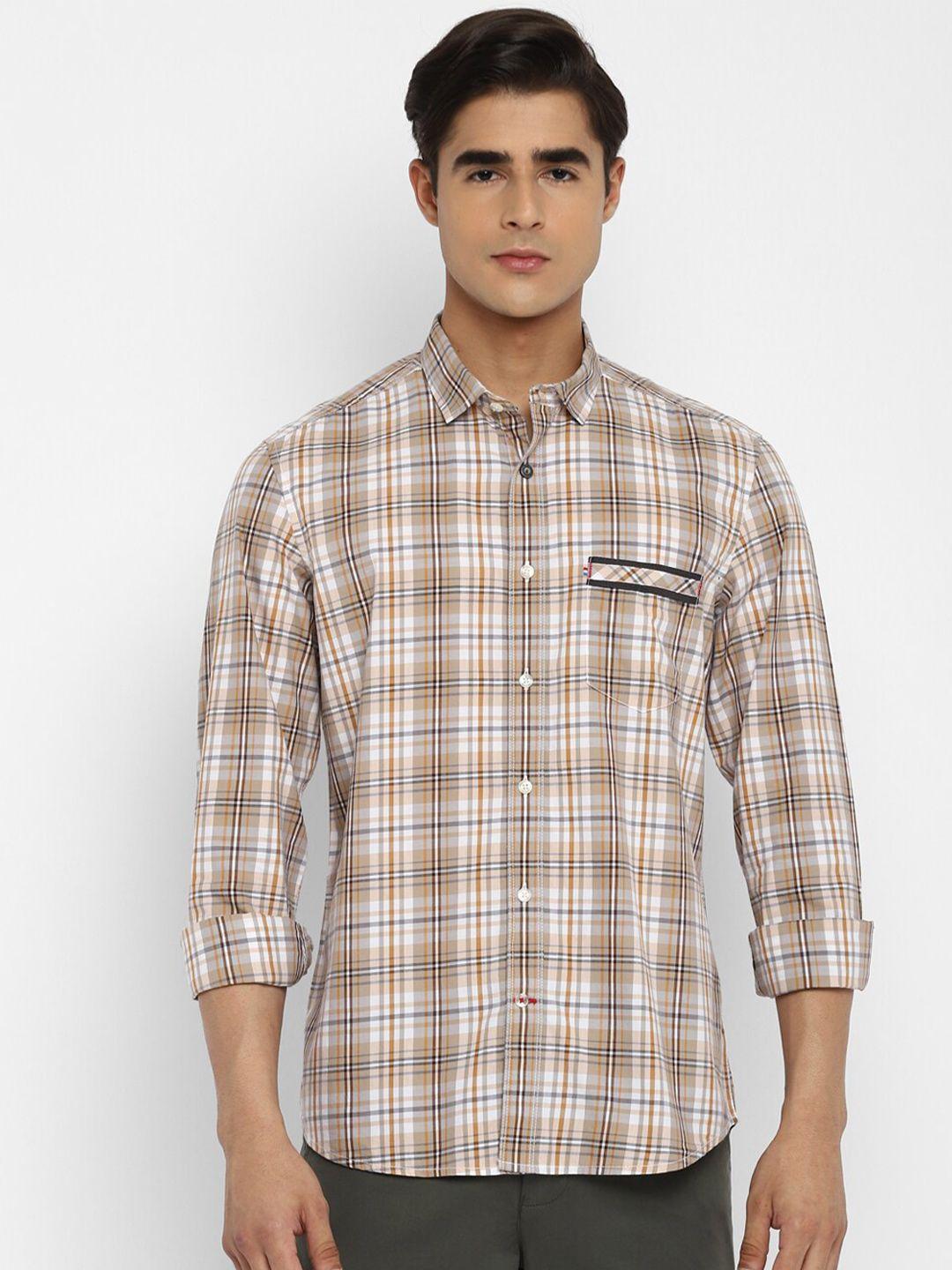 red-chief-men-brown-slim-fit-tartan-checked-pure-cotton-casual-shirt