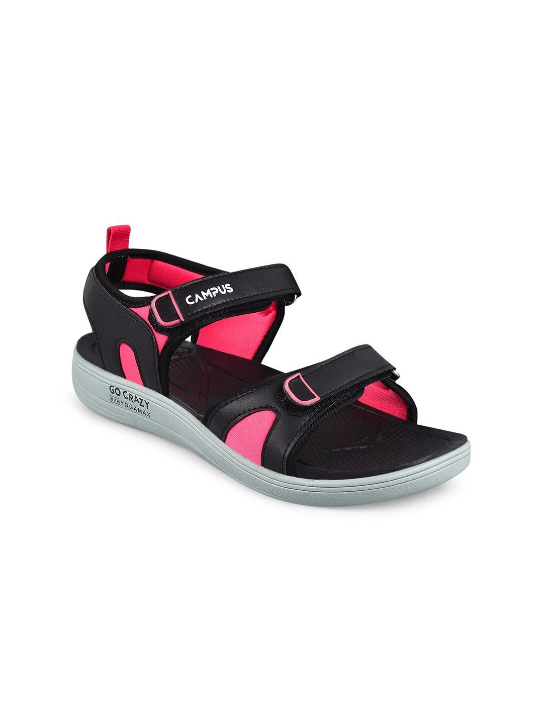 campus-women-black-&-pink-patterned-sports-sandals