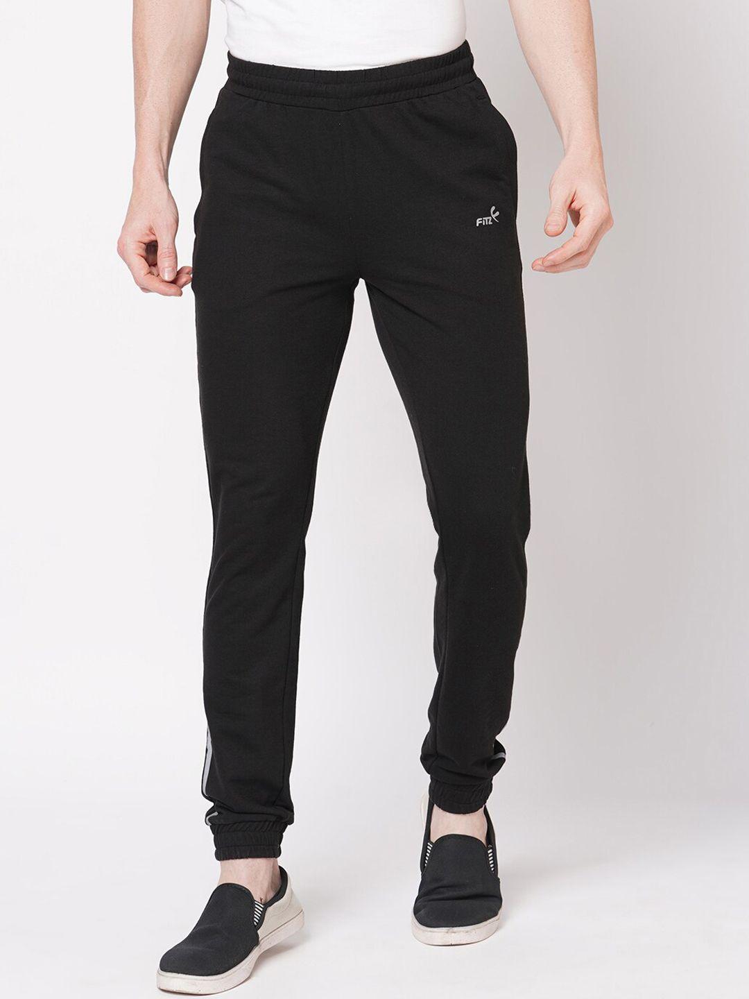 fitz-men-black-&-white-brand-logo-printed-cotton-joggers
