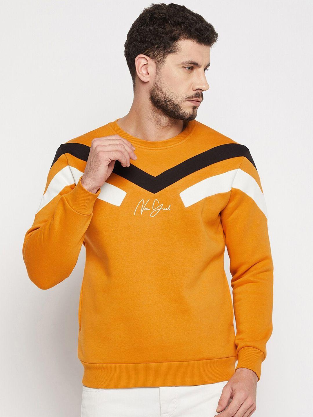 qubic-men-mustard-cotton-colourblocked-sweatshirt