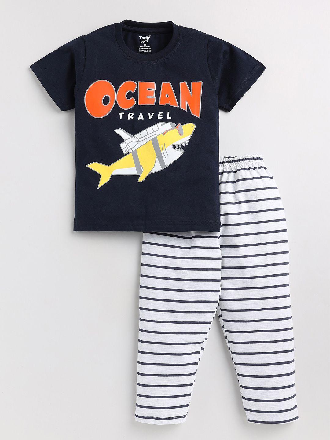 toonyport-kids-printed-top-with-pyjamas-clothing-set