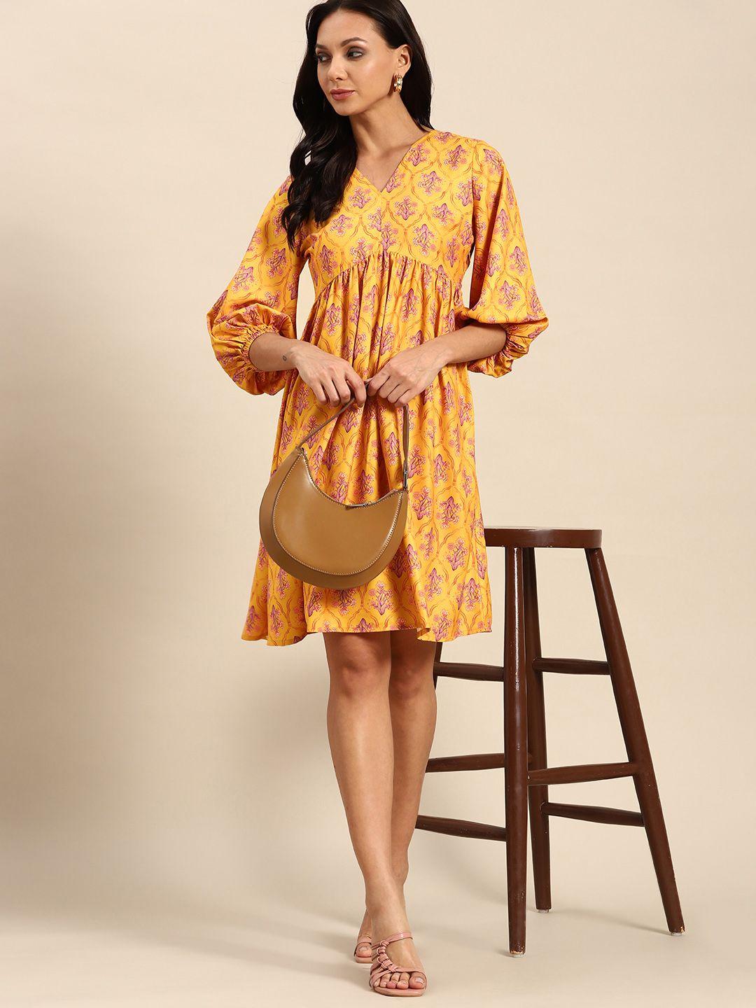 all-about-you-floral-print-puff-sleeve-empire-dress