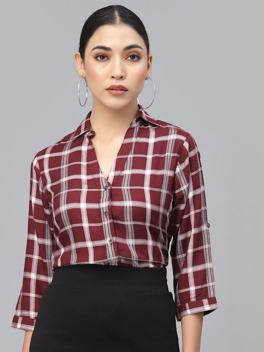 style-quotient-women-checked-regular-fit-semiformal-shirt