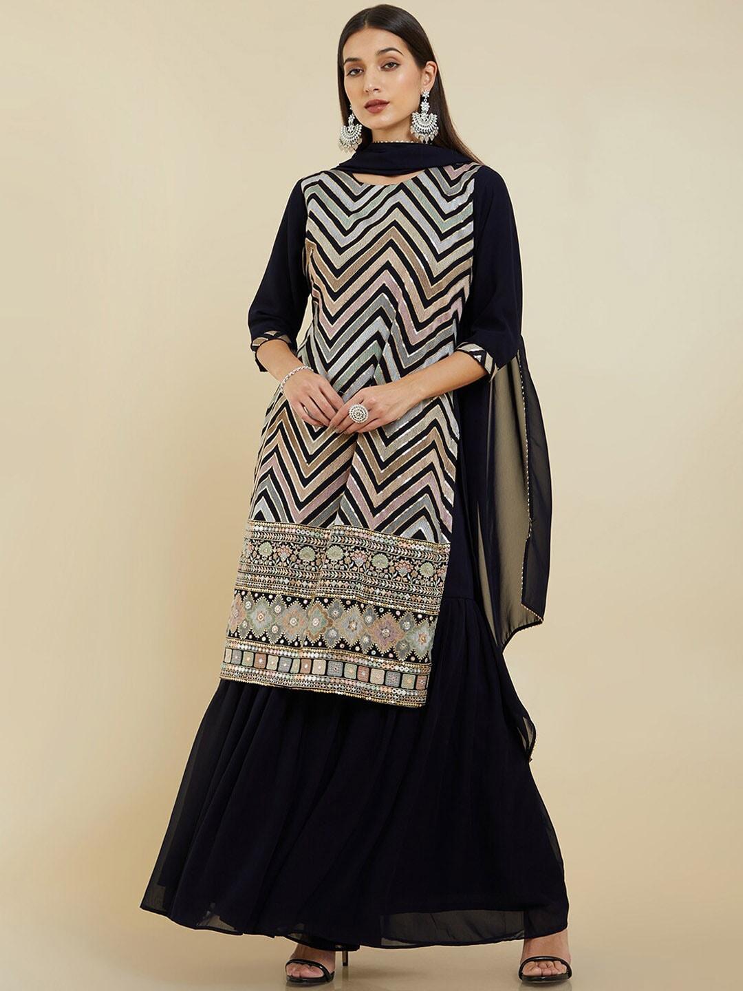 soch-women-embroidered-thread-work-silk-georgette-kurta-with-sharara-&-with-dupatta