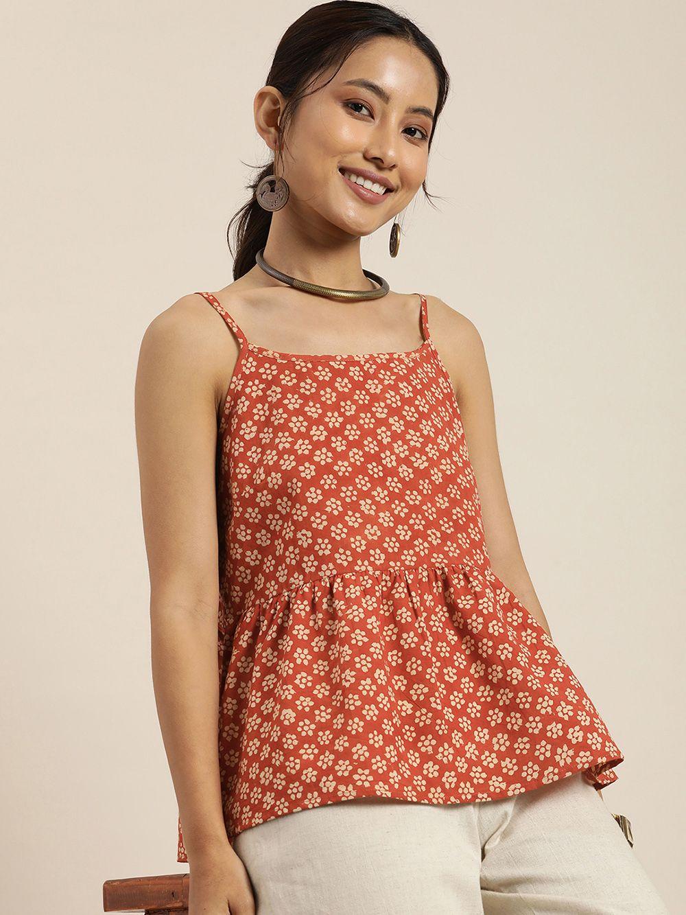 taavi-bagru-shoulder-straps-floral-printed-pure-cotton-cotton-peplum-top