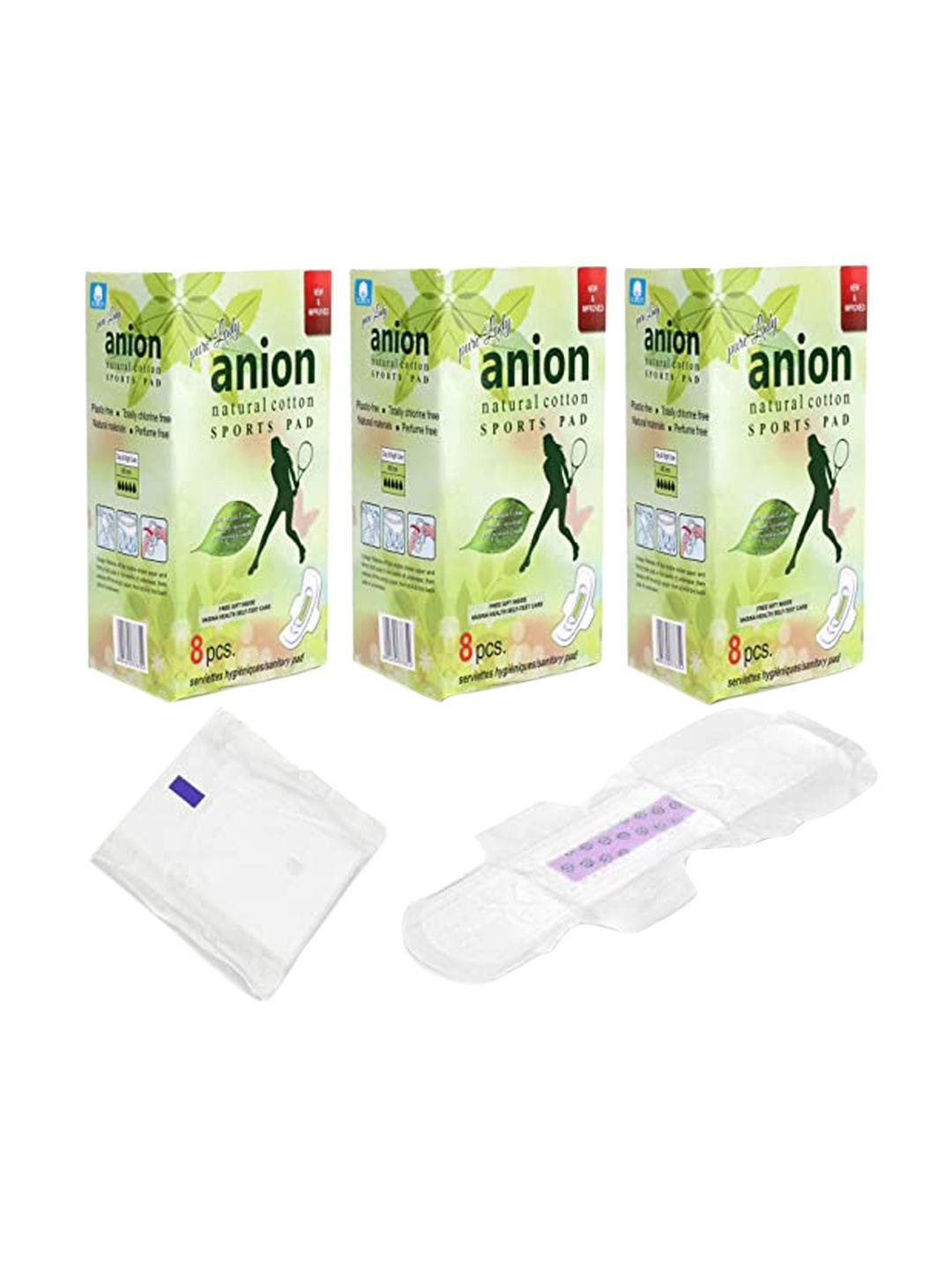 caredone-set-of-3-anion-natural-cotton-ultra-thin-sports-sanitary-pads---8-pcs-each