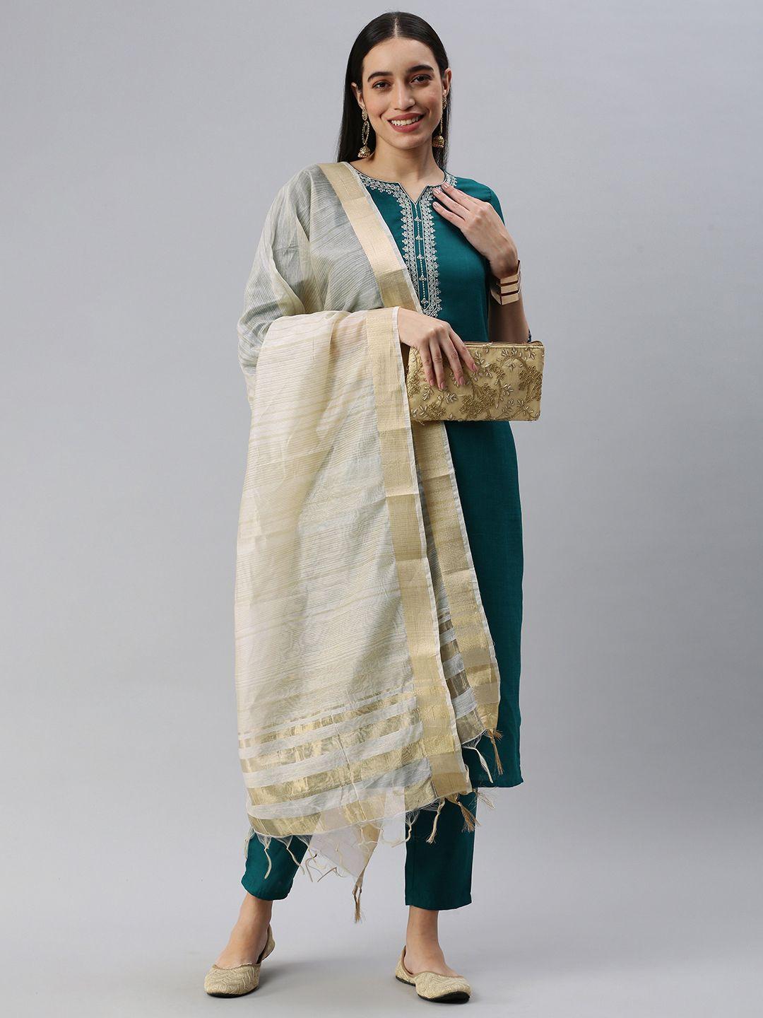 heeposh-women-teal-ethnic-motifs-yoke-design-kurta-with-trousers-&-with-dupatta