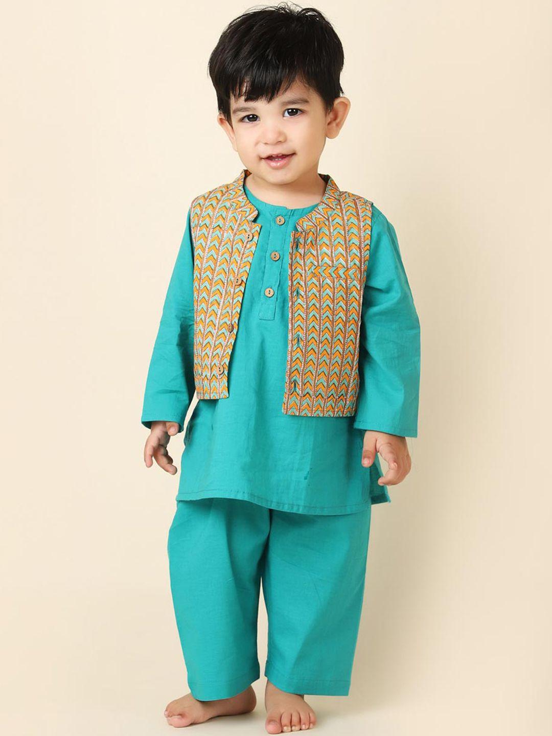 fabindia-boys-pure-cotton-kurta-with-pyjamas-&-nehru-jacket
