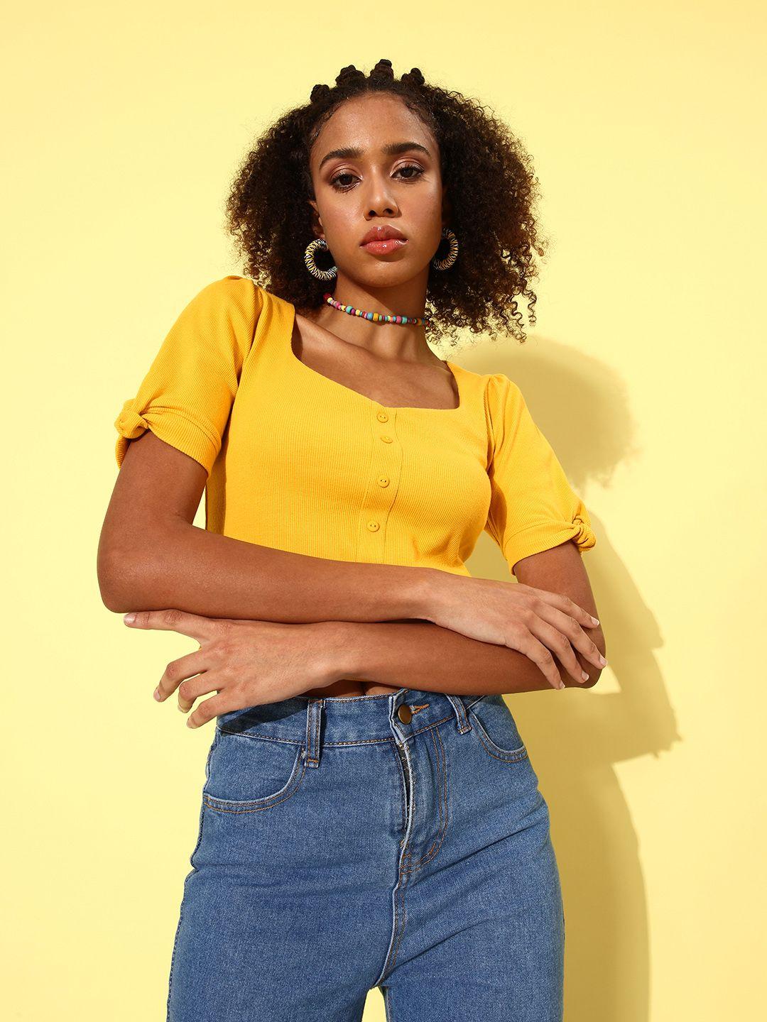 mast-&-harbour-mustard-yellow-self-design-90's-hollaback-scoop-neck-it-is-ribbed-top