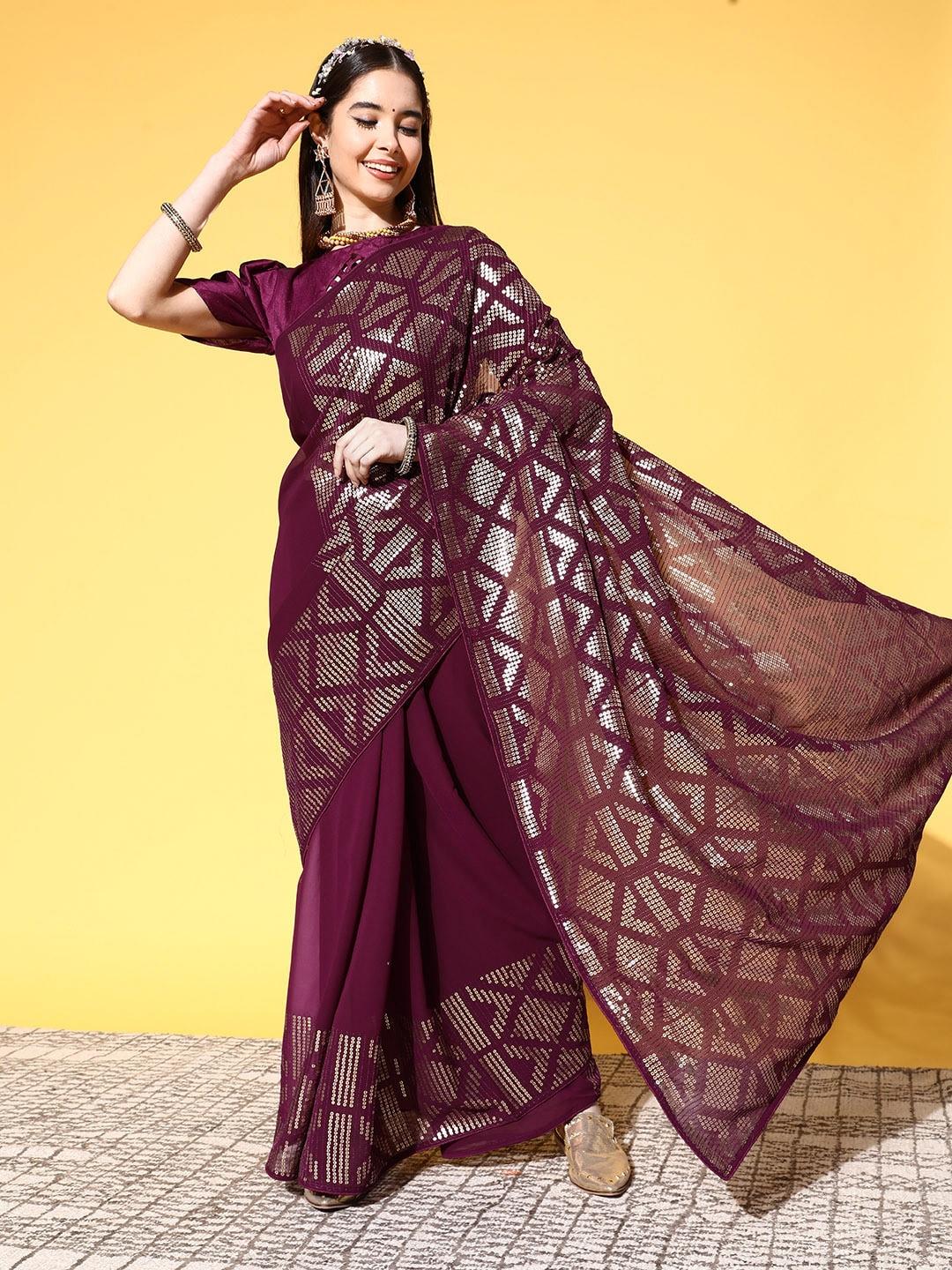 mitera-maroon-embellished-sequinned-maheshwari-saree