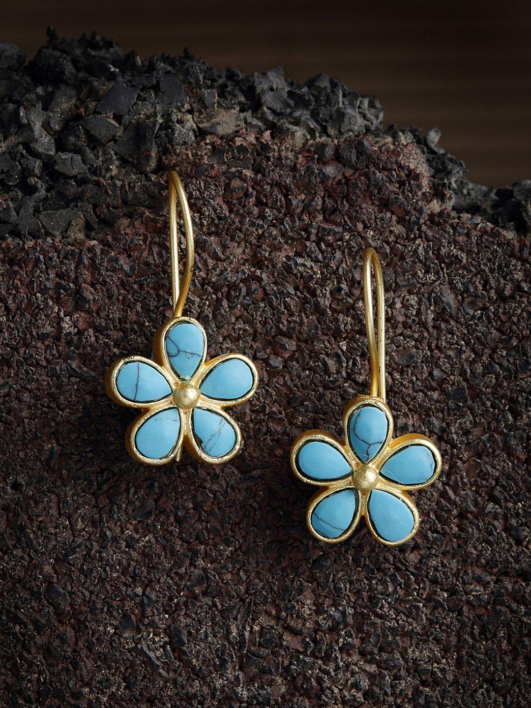 panash-gold-plated-&-turquoise-blue-handcrafted-floral-drop-earrings