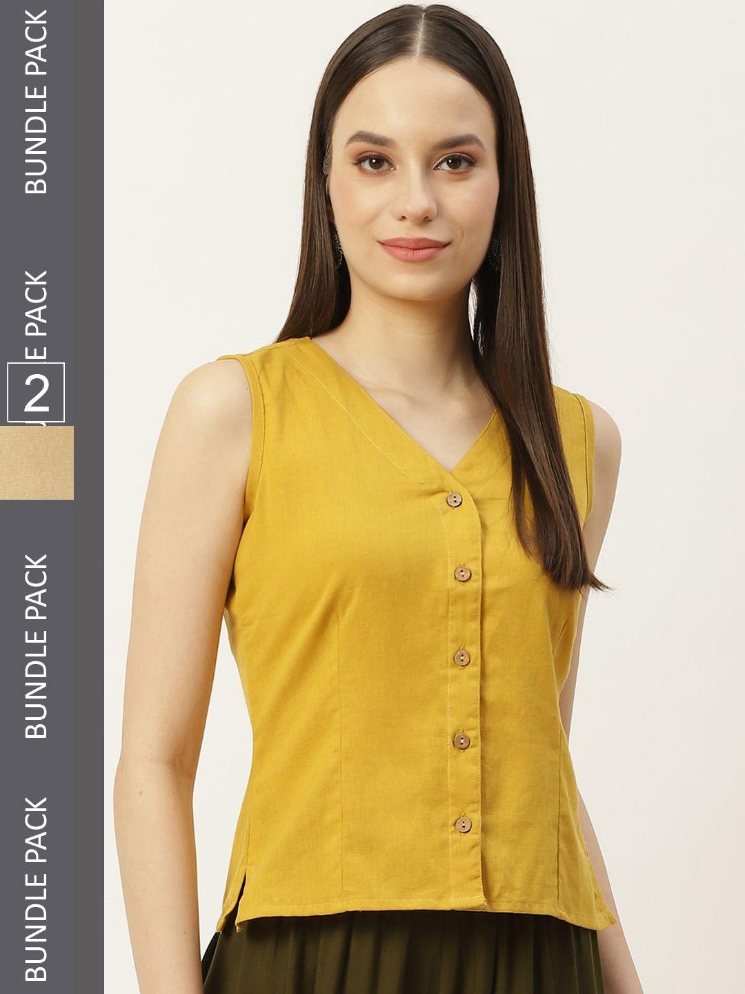 molcha-pack-of-2-sleeveless-cotton-readymade-saree-blouse