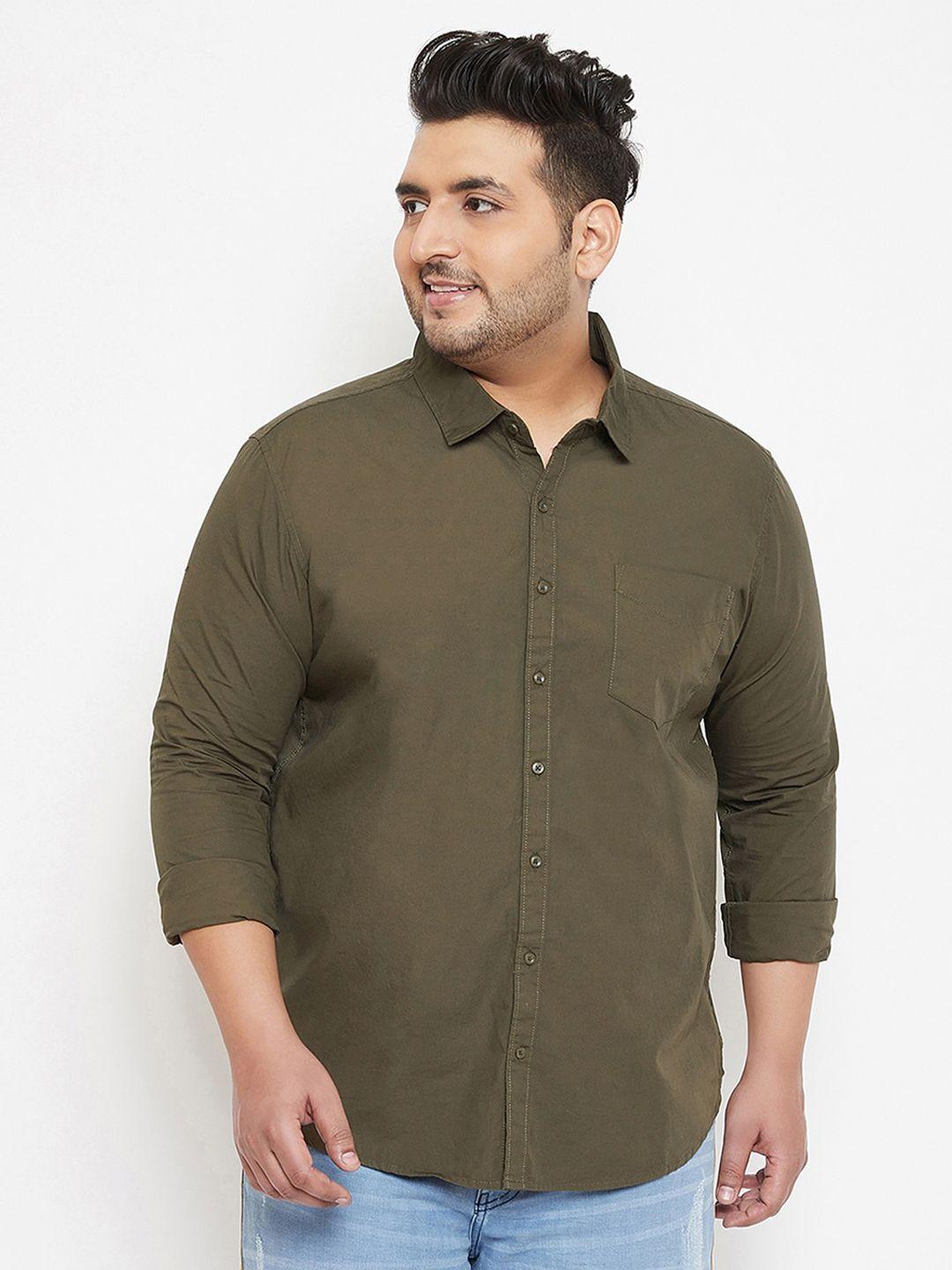 instafab-plus-men-plus-size-green-classic-casual-shirt