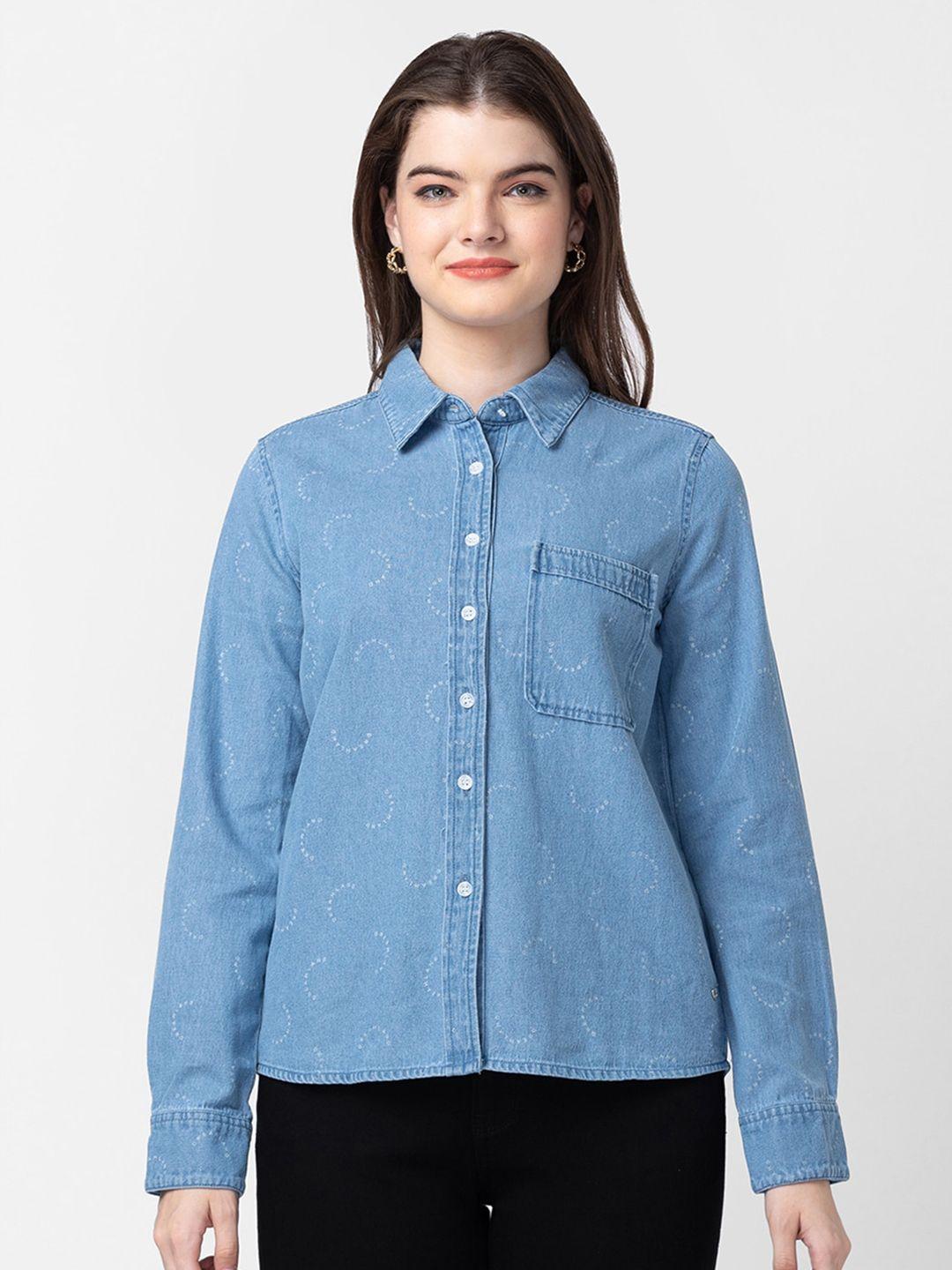 spykar-women-slim-fit-cotton-casual-shirt