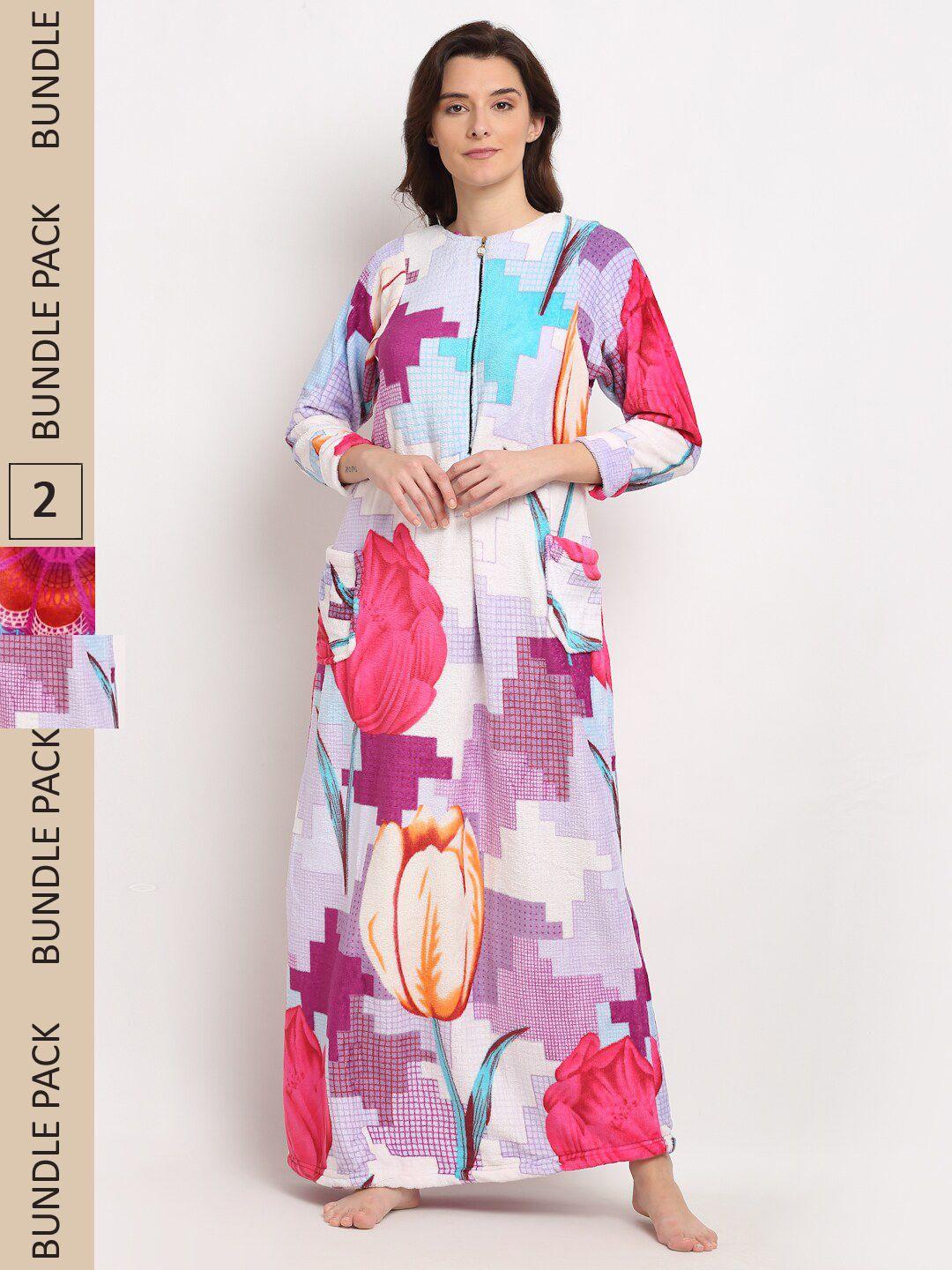 gracit-women-pack-of-2-floral-printed-maxi-nightdress