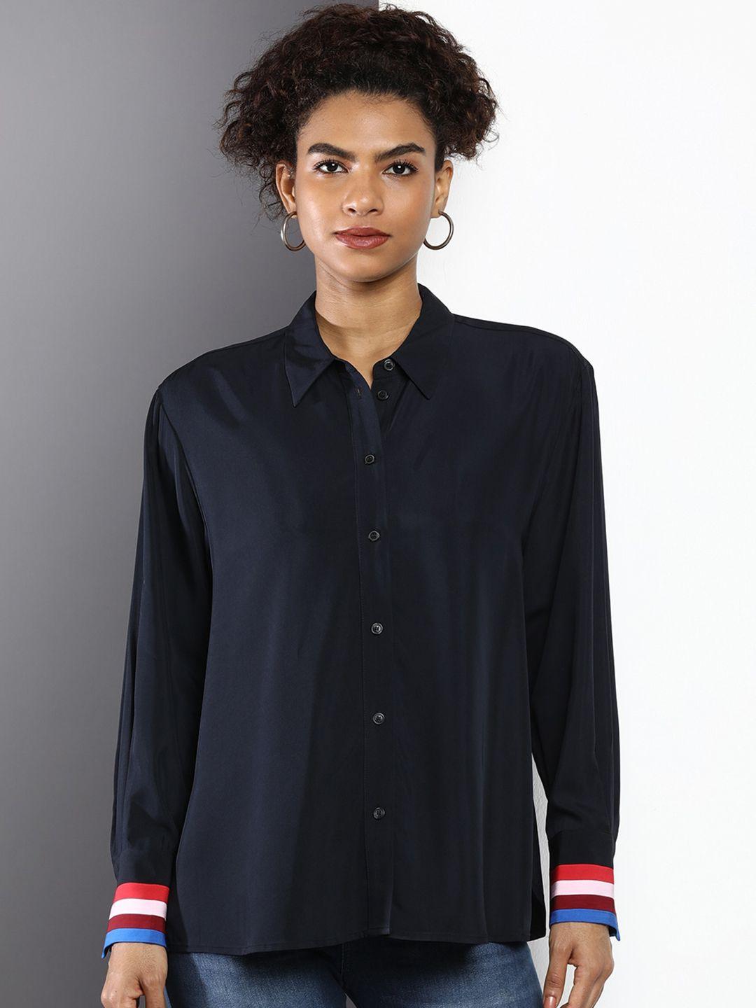 tommy-hilfiger-women-navy-blue-slim-fit-casual-shirt