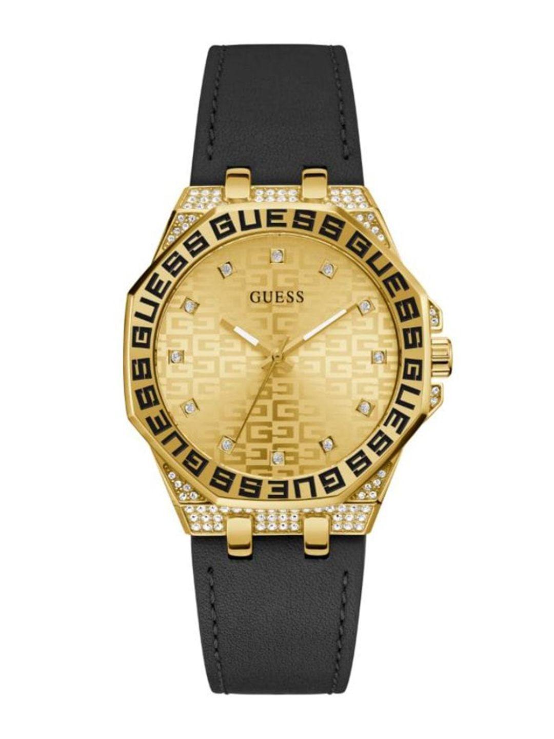 guess-women--embellished-dial-&-black-leather-straps-analogue-watch