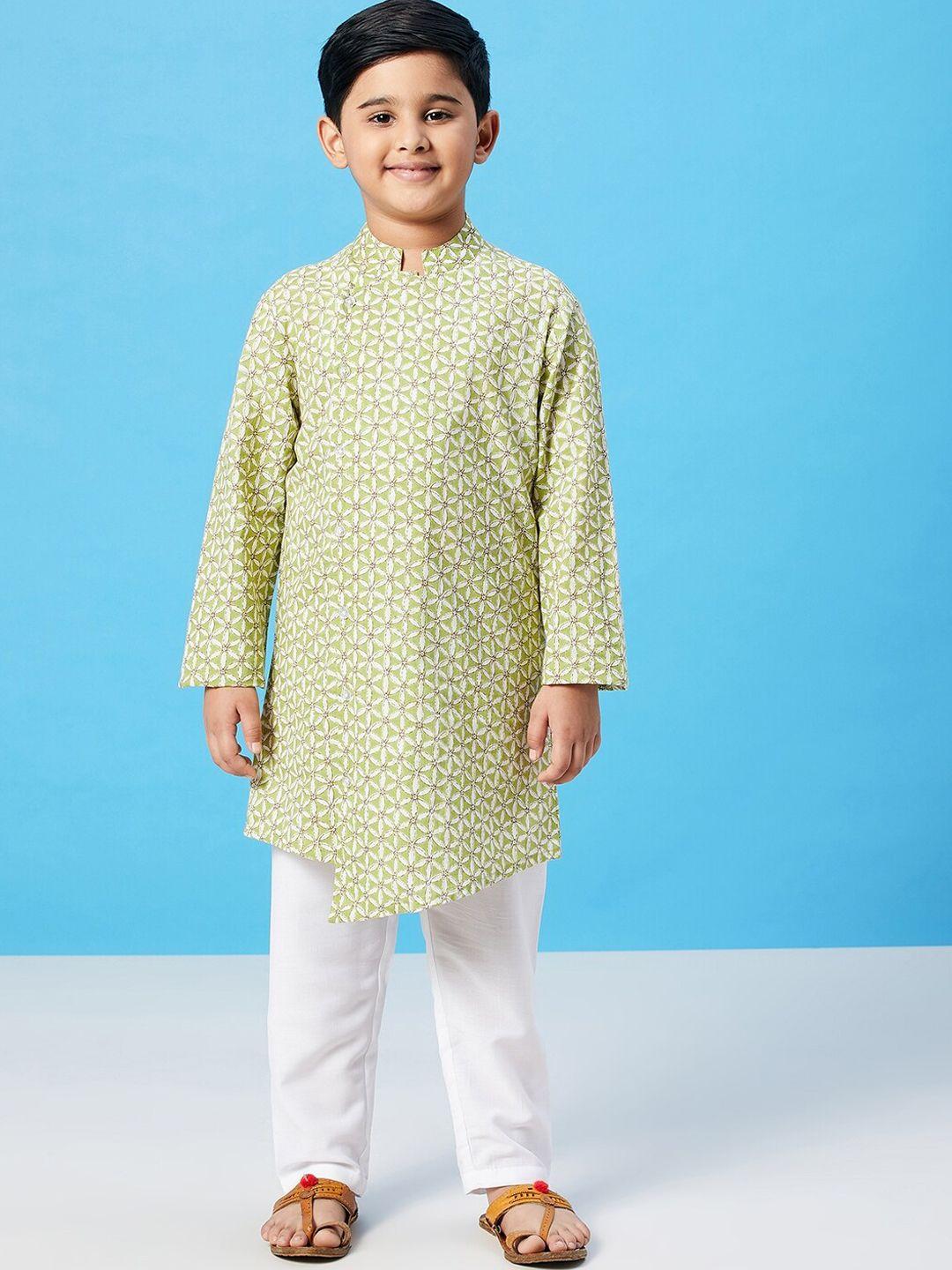 stylo-bug-boys-floral-printed-pure-cotton-kurta-with-pyjamas