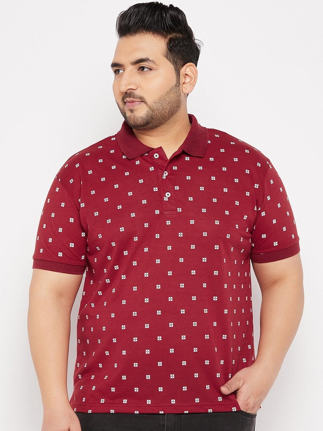 the-million-club-men-plus-size-geometric-printed-polo-collar-cotton-t-shirt
