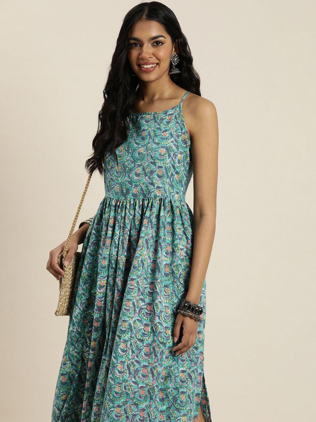 taavi-sanganeri-pure-cotton-floral-print-shoulder-straps-a-line-dress-with-pockets