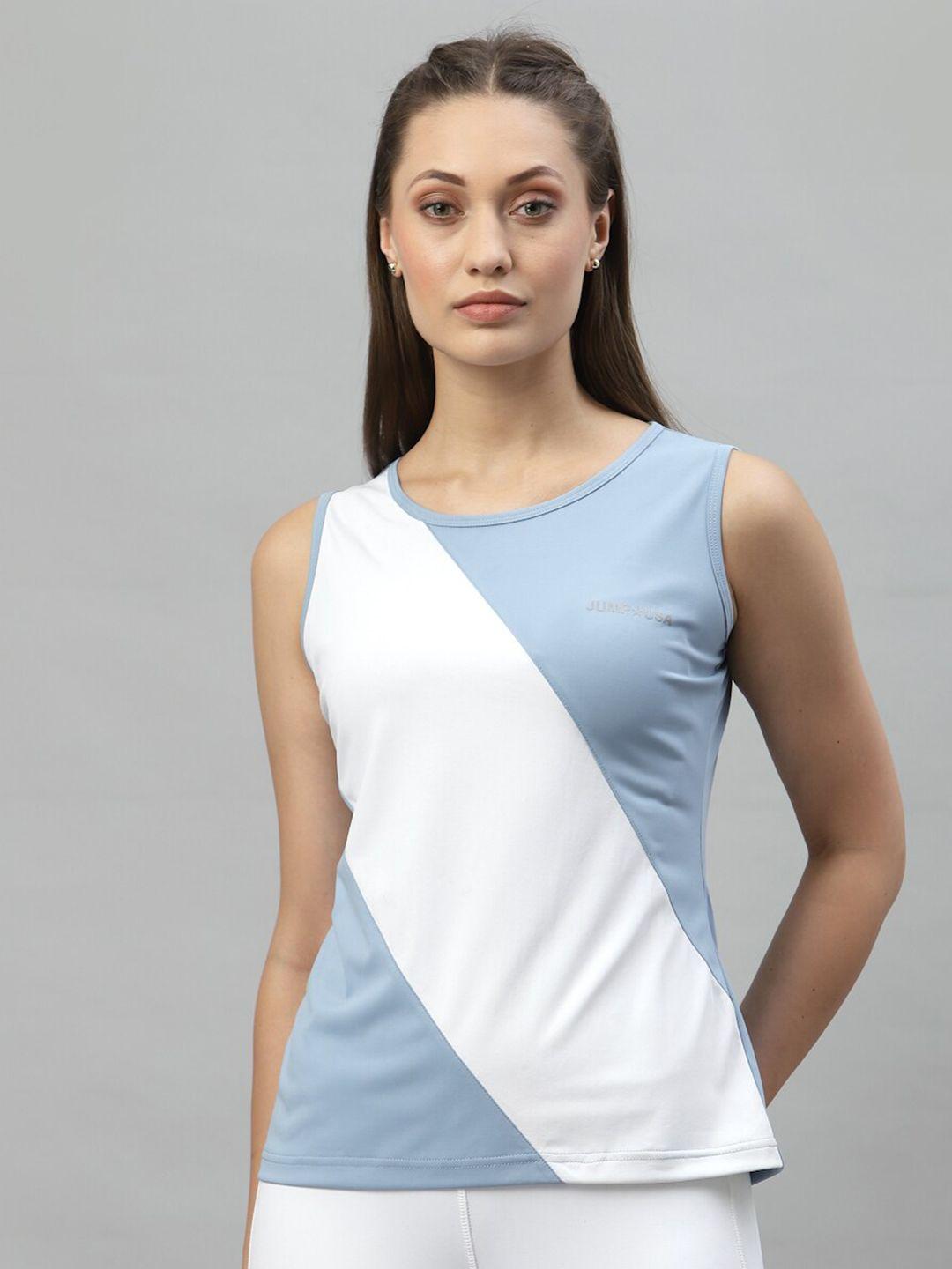 jump-usa-women-colourblocked-round-neck-t-shirt