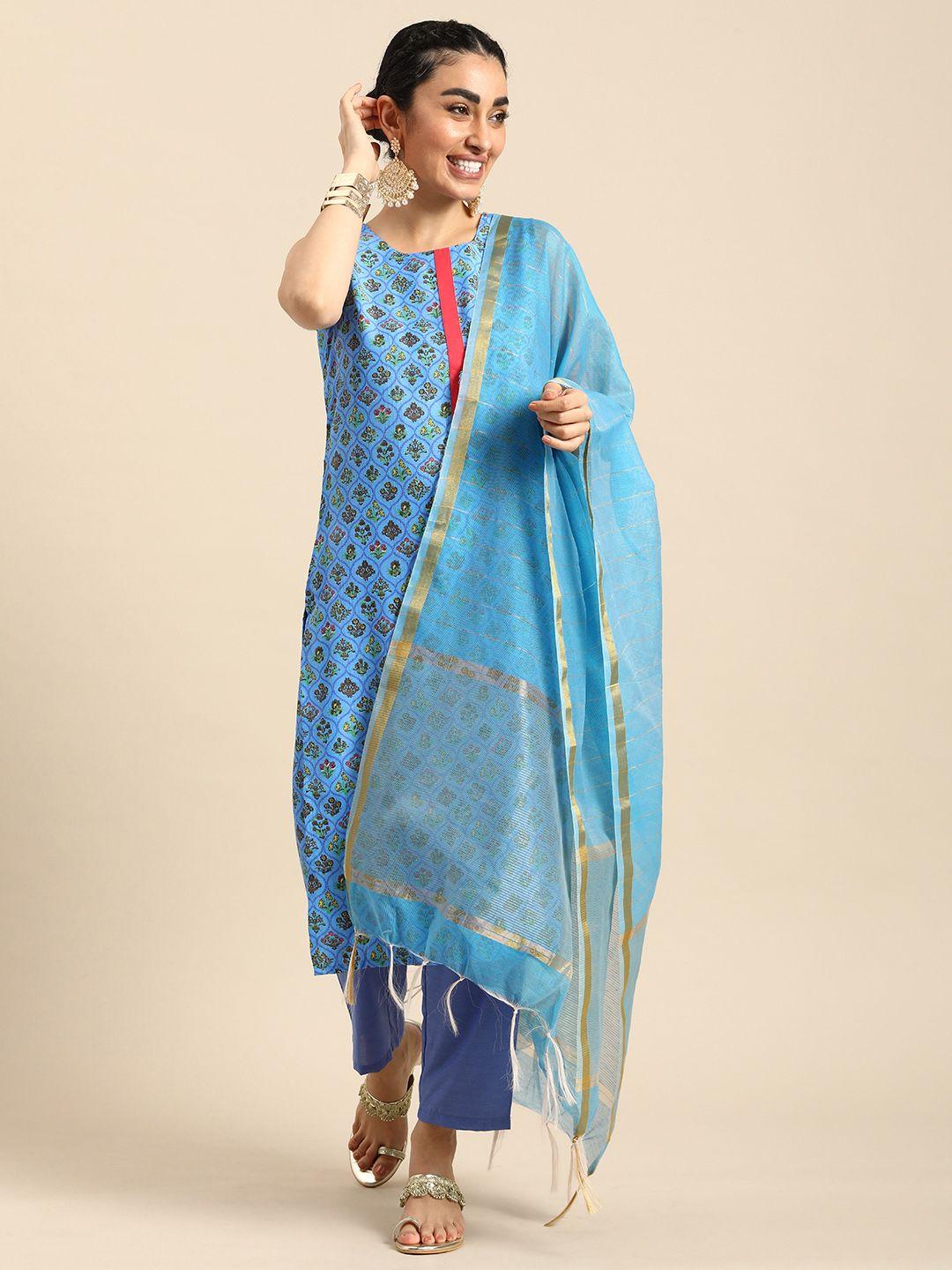 anouk-women-floral-printed-kurta-with-trousers-&-with-dupatta