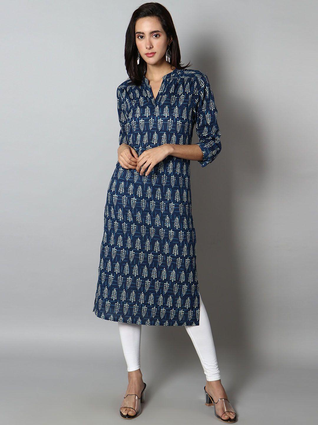 see-designs-women-ethnic-motifs-printed-band-collar-cotton-kurta