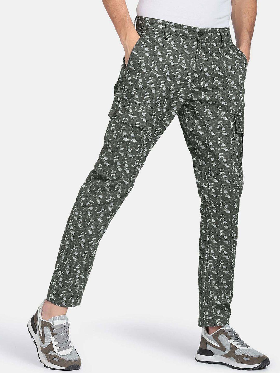 flying-machine-abstract-print-twill-casual-cargo-trousers
