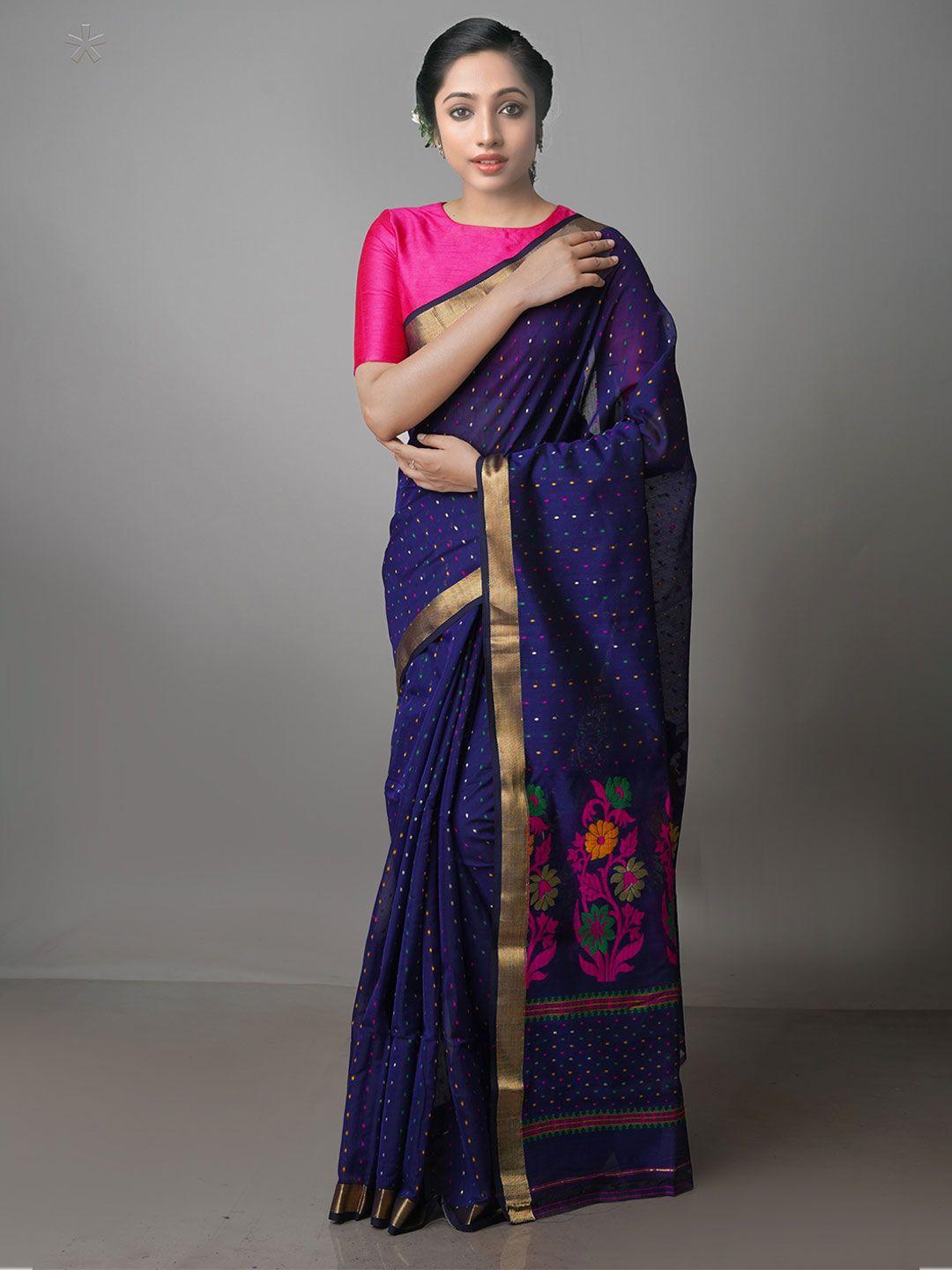 unnati-silks-woven-design-zari-handloom-pure-cotton-jamdani-saree