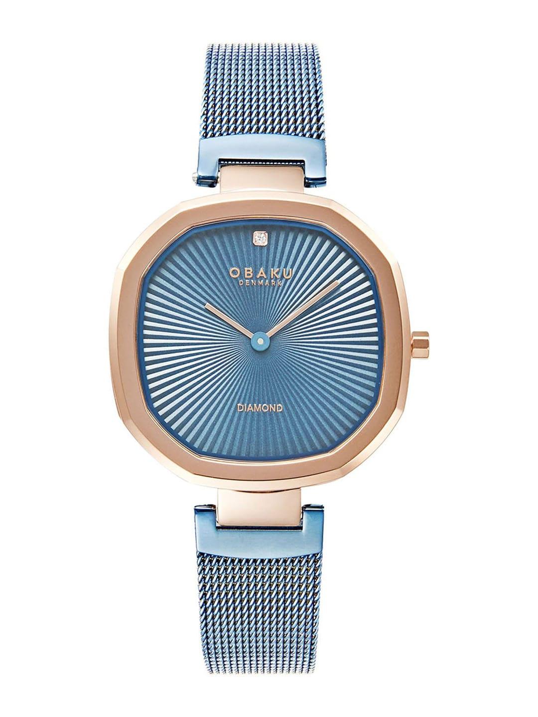 obaku-women-brass-dial-&-toned-stainless-steel-bracelet-style-straps-analogue-watch-v277lxvmma