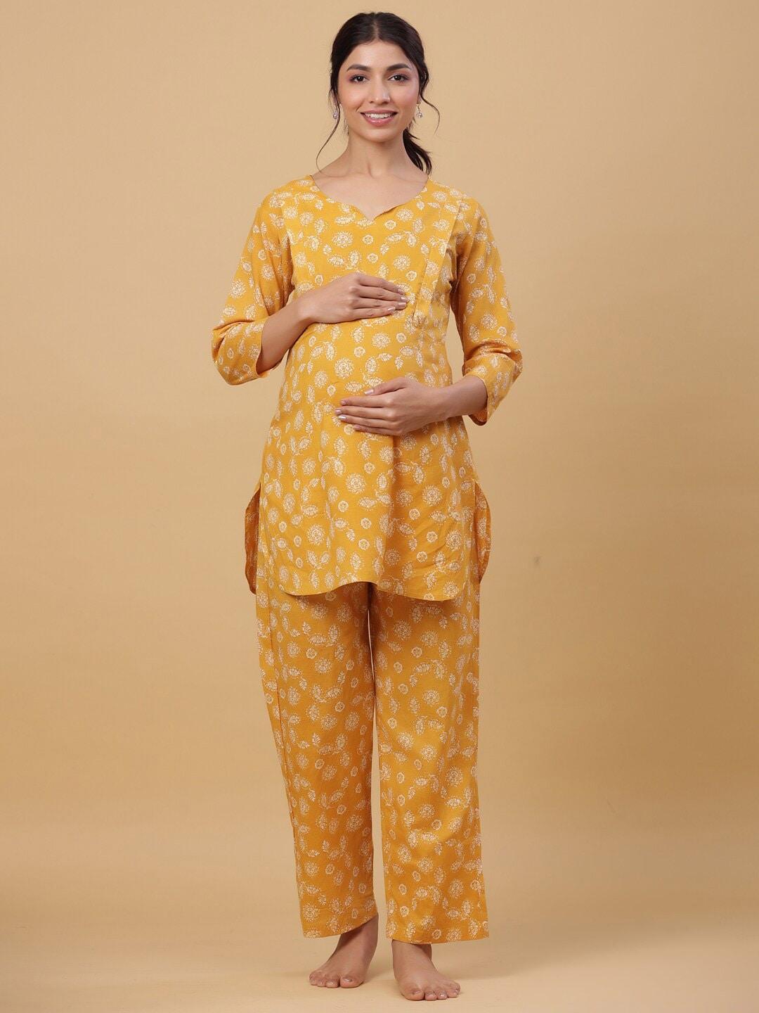 crafiqa-women-floral-printed-pure-cotton-maternity-night-suit