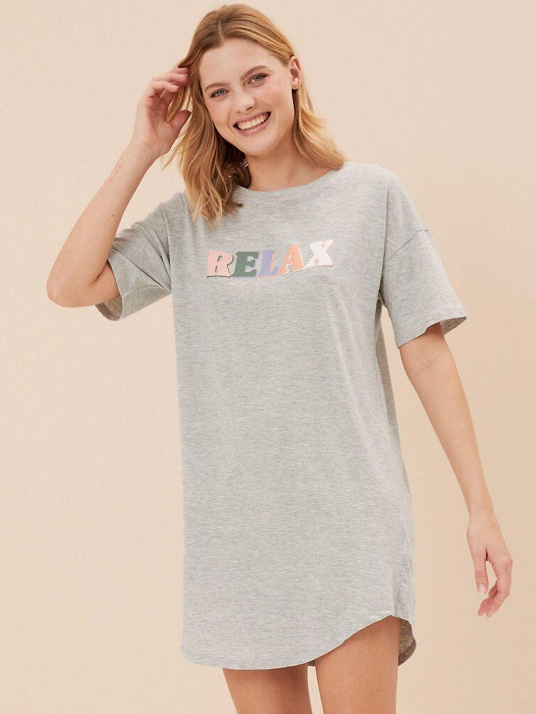 marks-&-spencer-pack-of-2-typography-printed-pure-cotton-t-shirt-nightdress