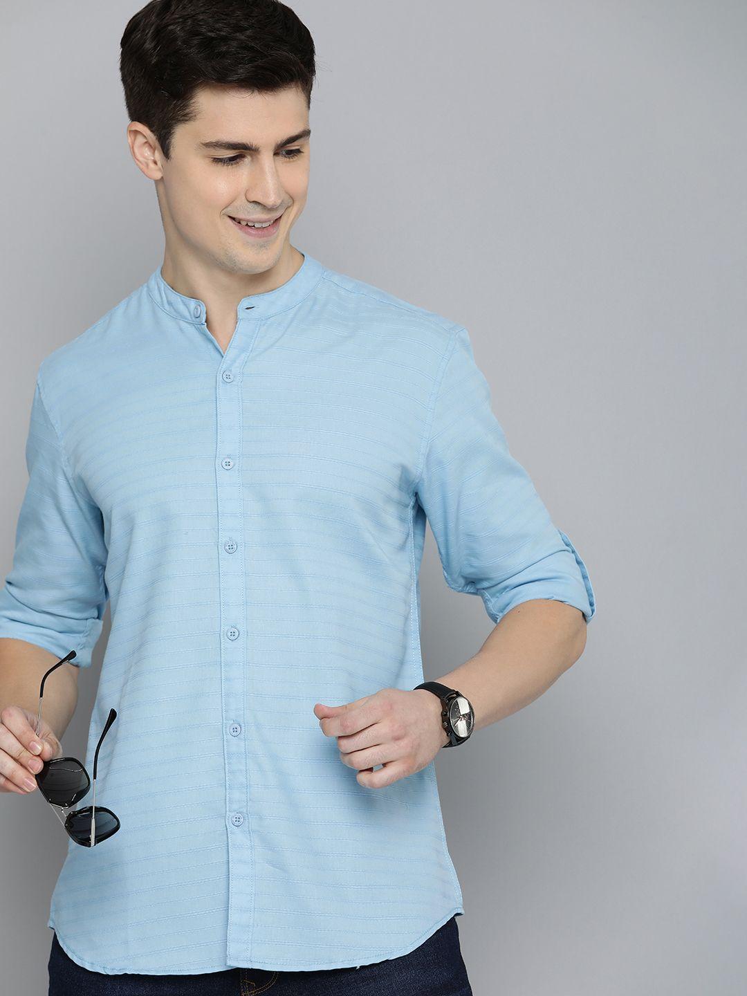 here&now-slim-fit-self-striped-pure-cotton-casual-shirt