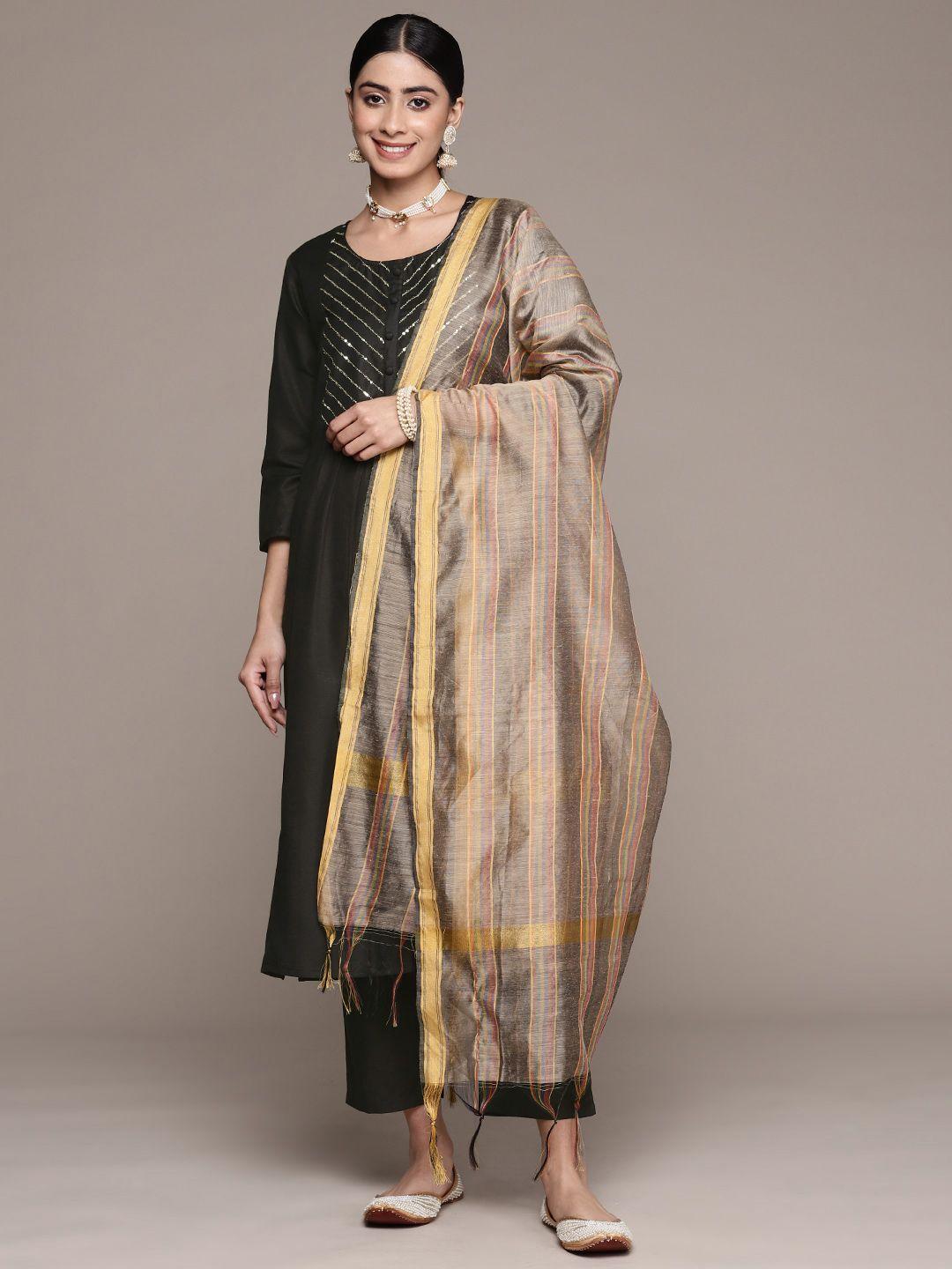 anubhutee-women-yoke-design-sequinned-kurta-with-trousers-&-dupatta