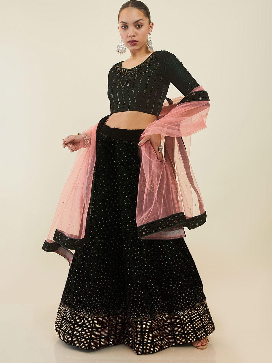 soch-embellished-velvet-unstitched-lehenga-&-blouse-with-dupatta